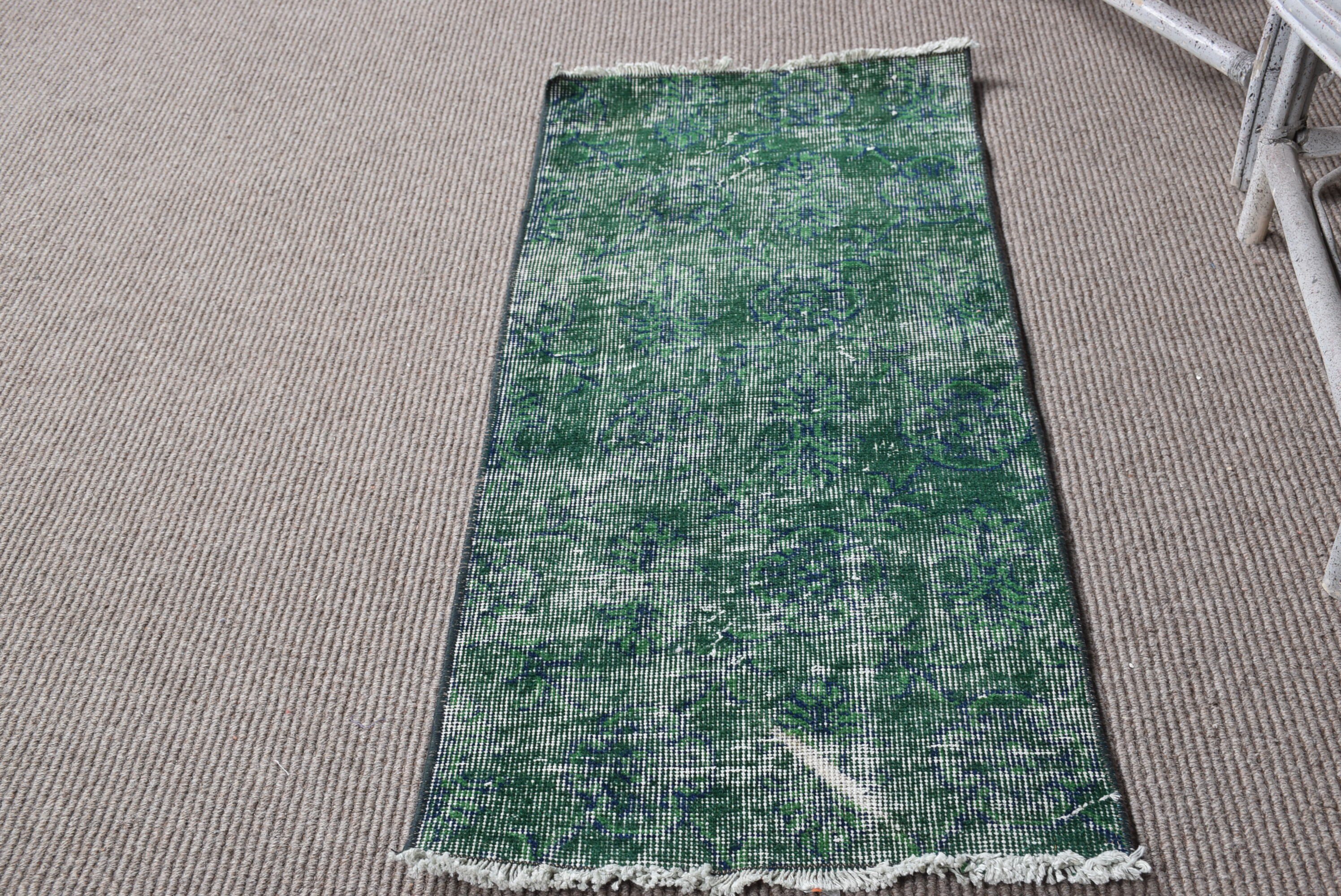 Nursery Rug, Rugs for Nursery, Kitchen Rugs, Car Mat Rug, Green Cool Rug, Turkish Rug, Bedroom Rugs, Vintage Rugs, 1.6x3.5 ft Small Rug