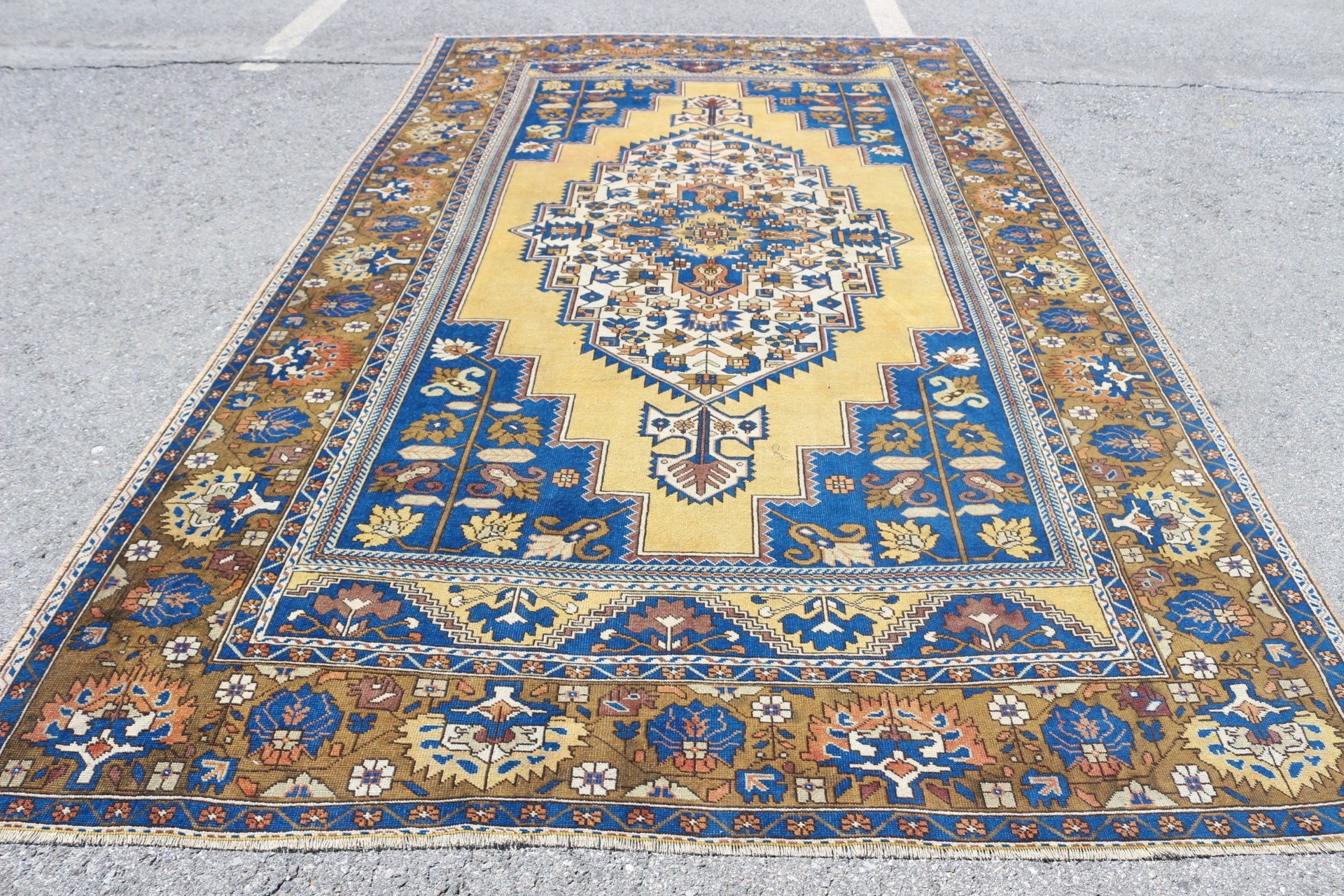 Kitchen Rugs, Floor Rug, Blue Floor Rug, Living Room Rugs, 7.4x12.4 ft Oversize Rug, Aztec Rug, Dining Room Rugs, Vintage Rugs, Turkish Rug