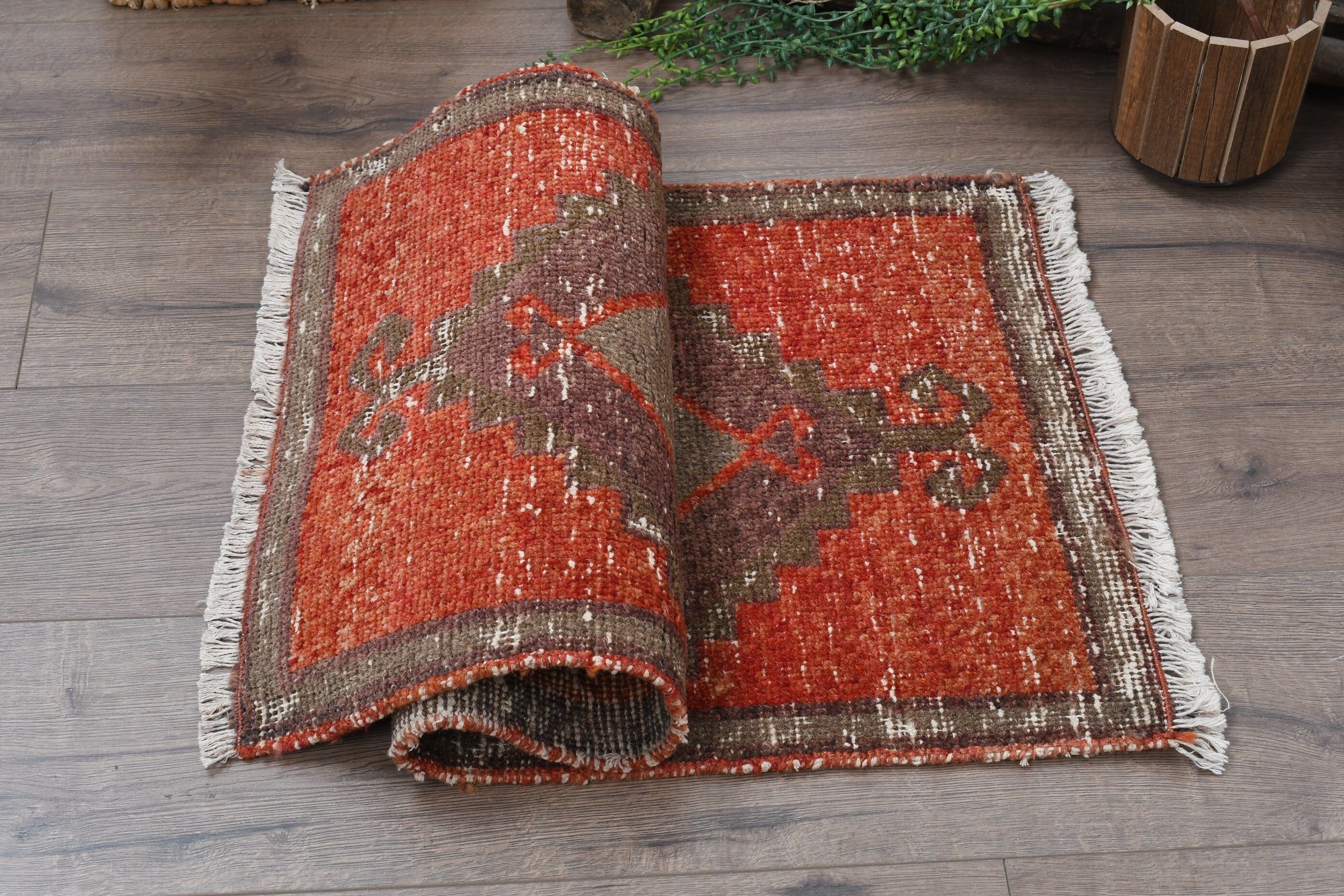 Bedroom Rug, 1.6x3.2 ft Small Rug, Turkish Rug, Entry Rug, Rugs for Wall Hanging, Oriental Rugs, Cool Rug, Vintage Rugs, Red Cool Rug