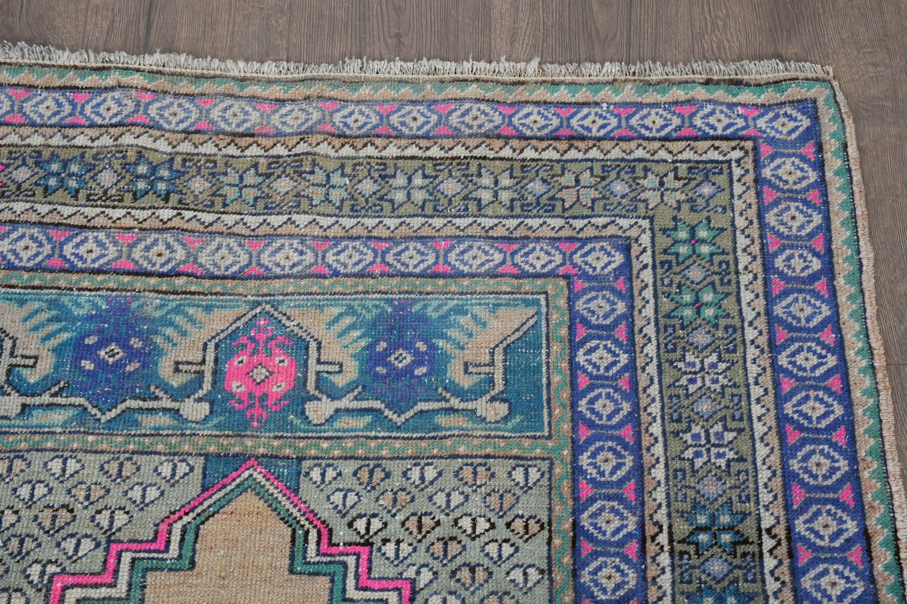 Anatolian Rug, Turkish Rug, Rugs for Bedroom, Vintage Rugs, 3.4x5.4 ft Accent Rug, Entry Rugs, Bedroom Rugs, Blue Floor Rug