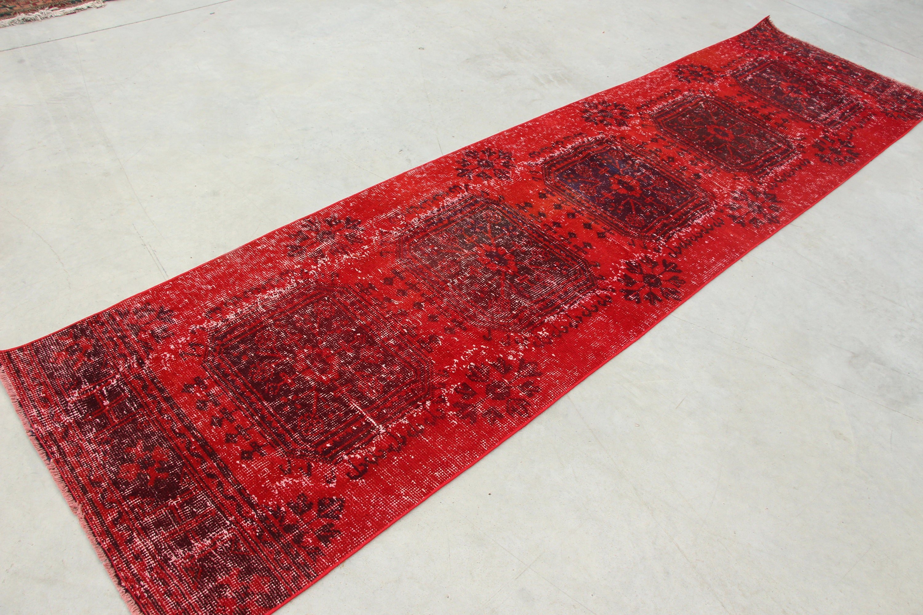 Nomadic Rug, Oushak Rug, Red Moroccan Rug, Turkish Rugs, Home Decor Rug, 2.8x10.9 ft Runner Rug, Rugs for Runner, Corridor Rug, Vintage Rug