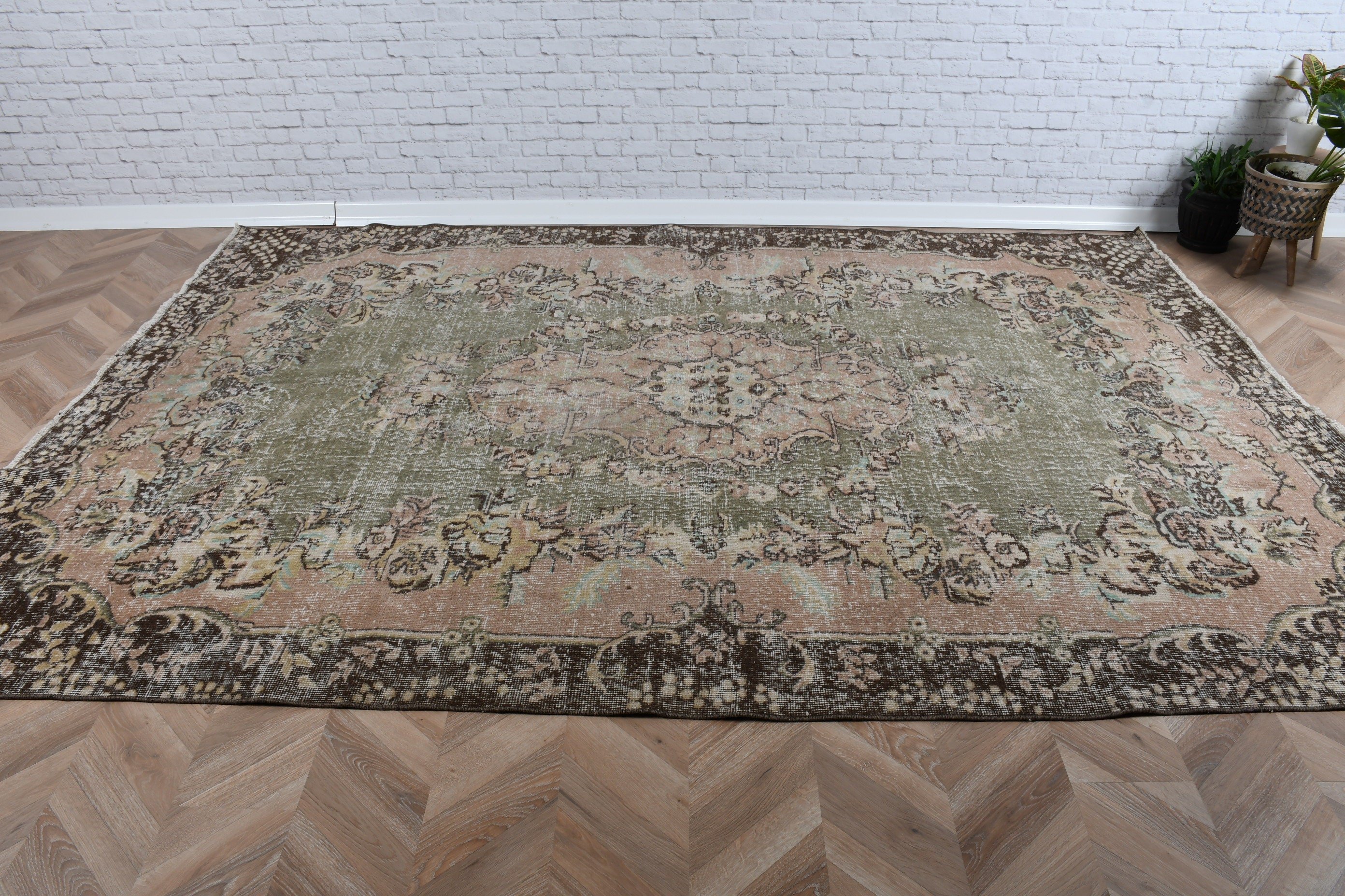 Vintage Halı, Fas Halıları, Büyük Boho Halısı, Büyük Vintage Halıları, 6.7x9.8 ft Büyük Halıları, Türk Halısı, Turuncu Boho Halısı, Mutfak Halıları