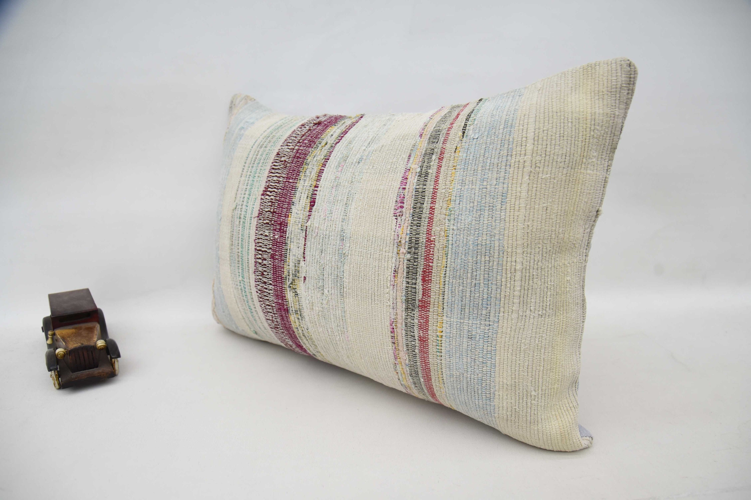 Throw Kilim Pillow, Turkish Pillow, Handmade Kilim Cushion, Ottoman Pillow, Turkish Rugs Cushion Cover, 16"x24" Blue Pillow Cover