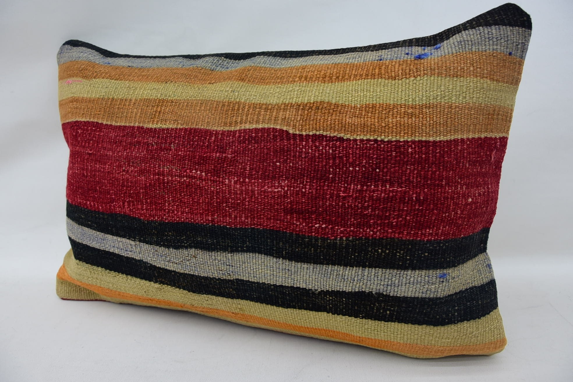 Vintage Pillow, Office Chair Pillow, Throw Kilim Pillow, 16"x24" Red Pillow, Sofa Bolster Pillow Cover, Home Decor Pillow
