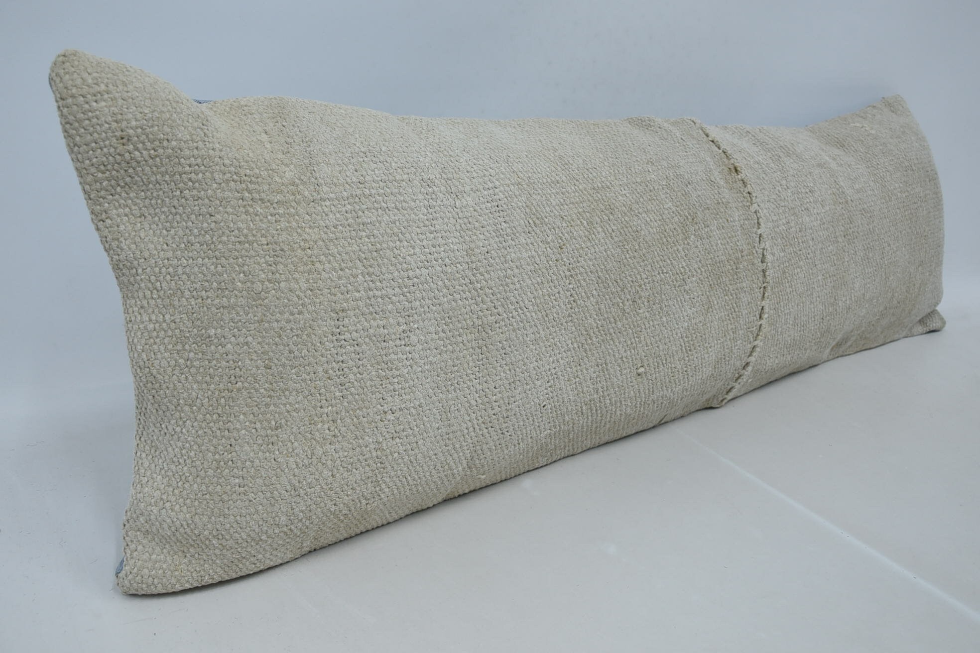 Cozy Throw Pillow, 16"x48" Beige Pillow Sham, Handmade Rug Seat Pillow Case, Turkish Pillow, Boho Pillow Sham Cover, Pillow for Couch