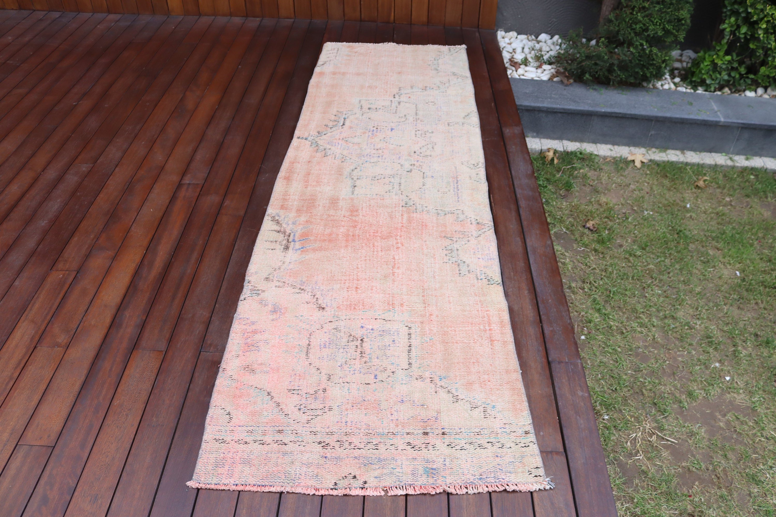 Statement Rug, Long Runner Rugs, Rugs for Runner, Turkish Rug, Pink Home Decor Rug, Vintage Rugs, Geometric Rugs, 2.6x8.1 ft Runner Rugs