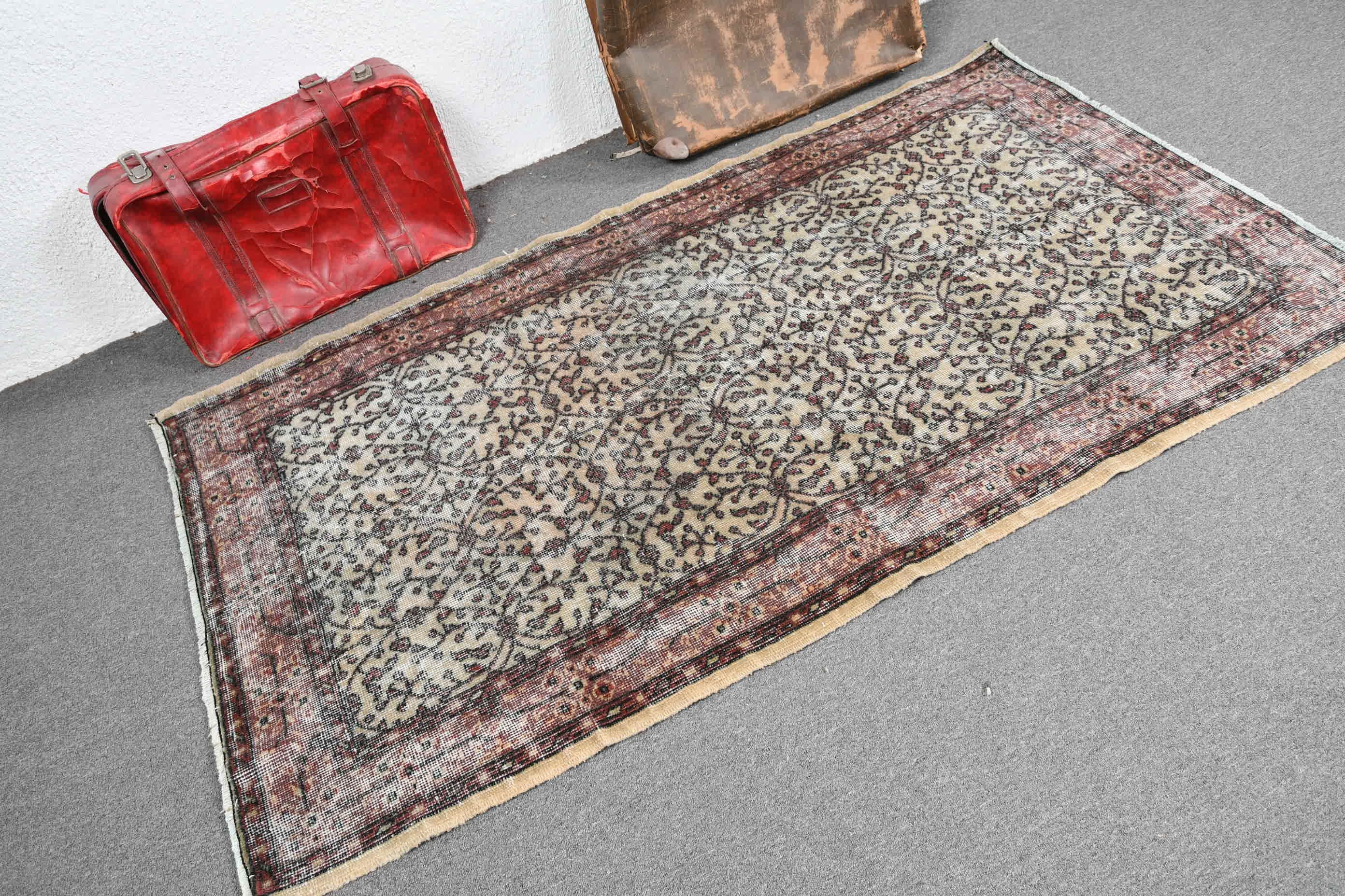 Yer Halıları, 3.7x6.7 ft Alan Halısı, Mor Mutfak Halısı, Yemek Odası Halıları, Anadolu Halıları, Vintage Halılar, Türk Halıları, Yemek Odası Halıları