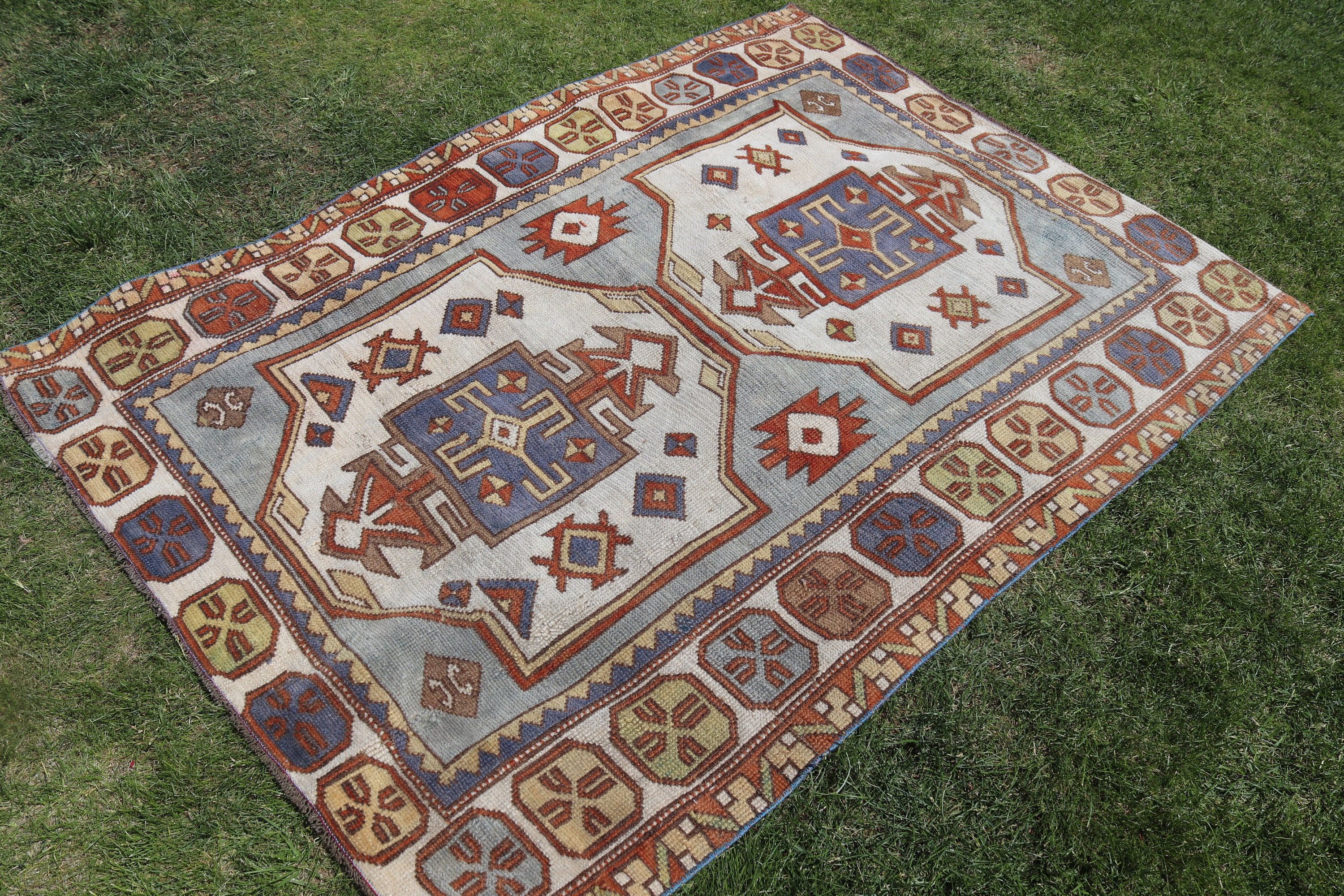 Dining Room Rugs, Boho Rugs, Handwoven Rug, Nursery Rugs, Vintage Rugs, Brown Modern Rugs, Bedroom Rugs, Turkish Rug, 4.3x5.7 ft Area Rug