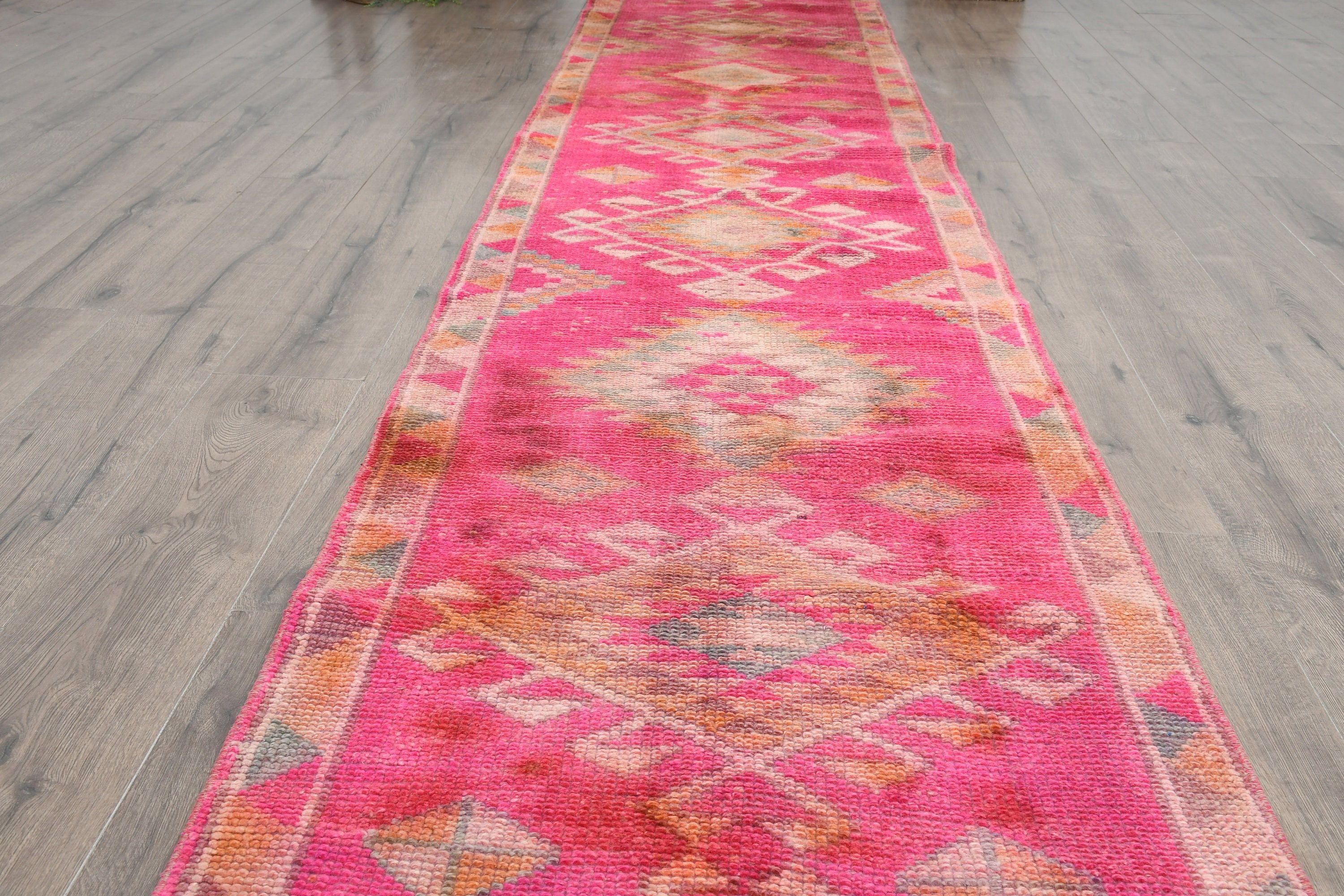 Hallway Rug, Corridor Rug, Pink Anatolian Rug, Moroccan Rugs, Bedroom Rug, Turkish Rugs, Cute Rug, Vintage Rug, 2.7x13.1 ft Runner Rug