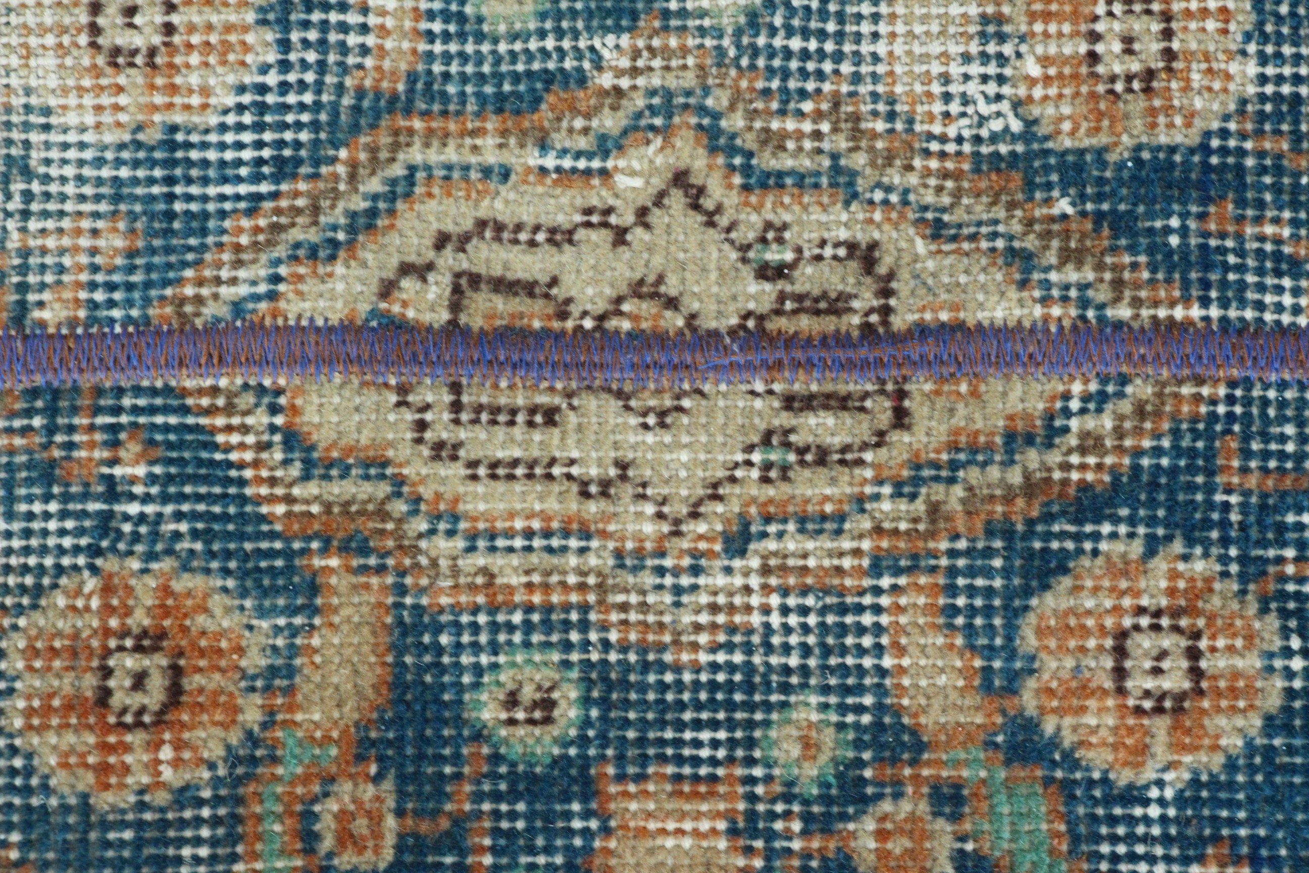 Kahverengi Oryantal Halı, Vintage Halı, 1.7x4.4 ft Küçük Halılar, Duvara Asılan Halılar, El Dokuma Halılar, Oryantal Halı, Giriş Halısı, Yün Halılar, Türk Halısı