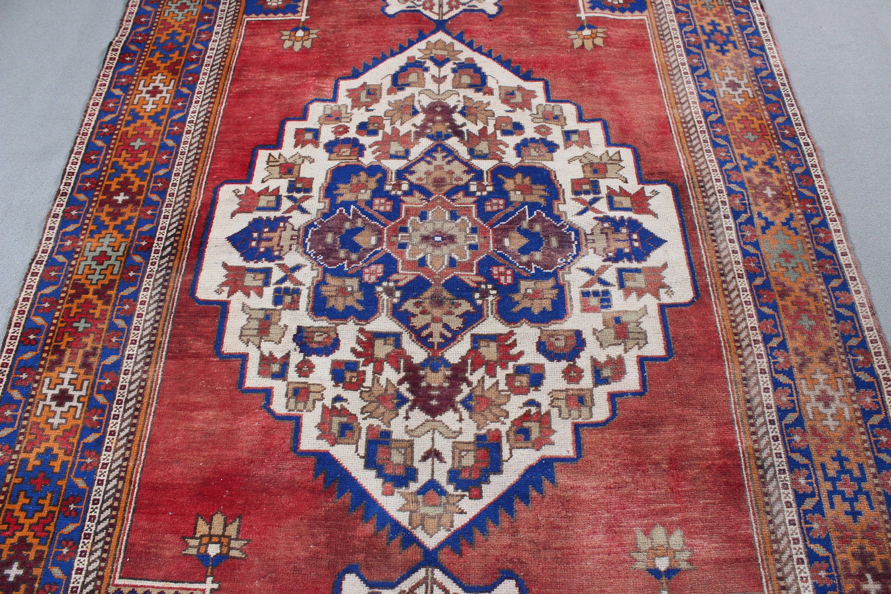 Büyük Vintage Halı, Kırmızı Nötr Halı, Oturma Odası Halıları, Yün Halılar, Vintage Halılar, 5.3x11 ft Büyük Halı, Türk Halısı, Boho Halısı, Salon Halıları