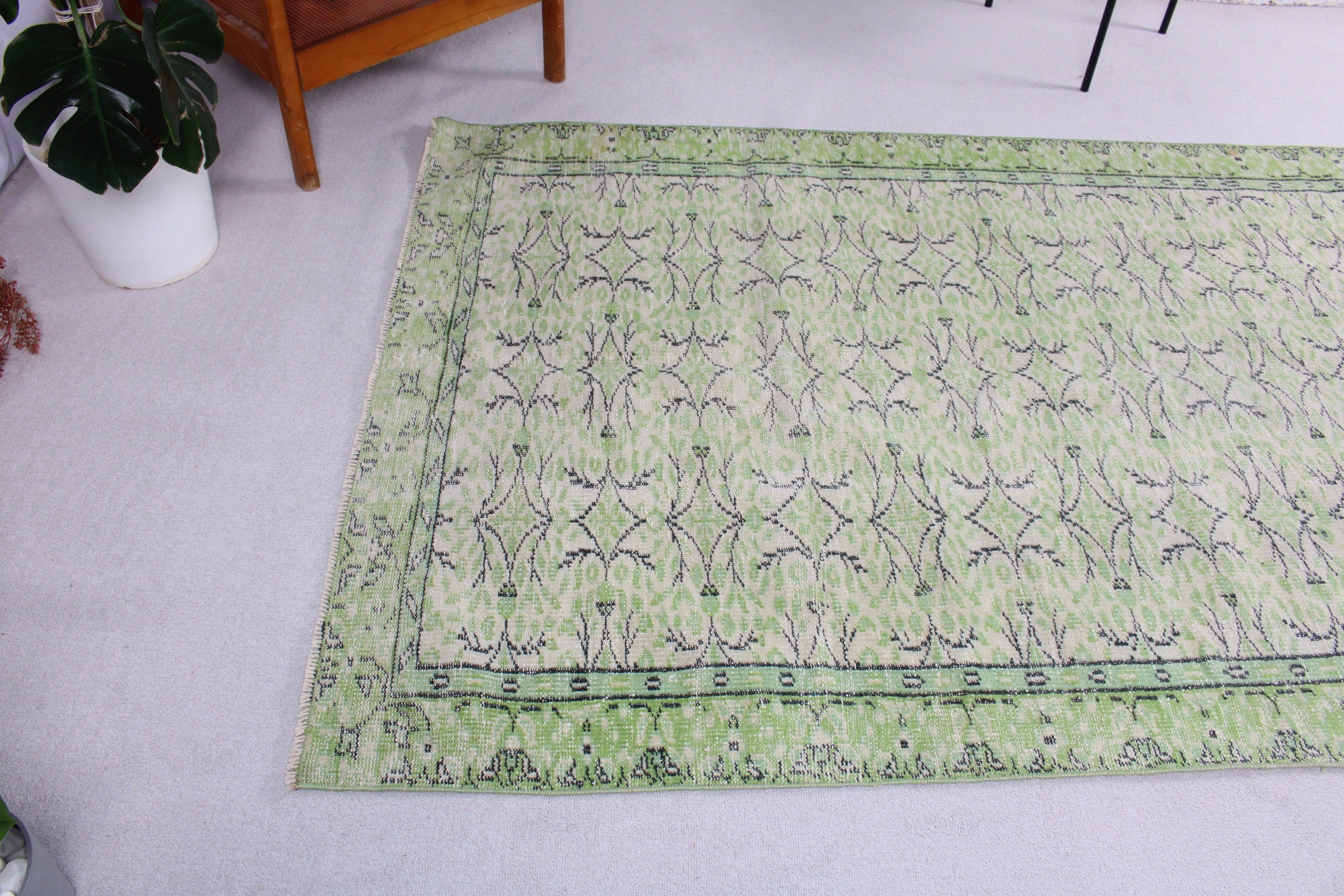 Ethnic Rugs, Large Boho Rugs, Vintage Rug, Flatweave Rug, Turkish Rug, Floor Rugs, 4.8x8.4 ft Large Rug, Salon Rugs, Green Oriental Rugs