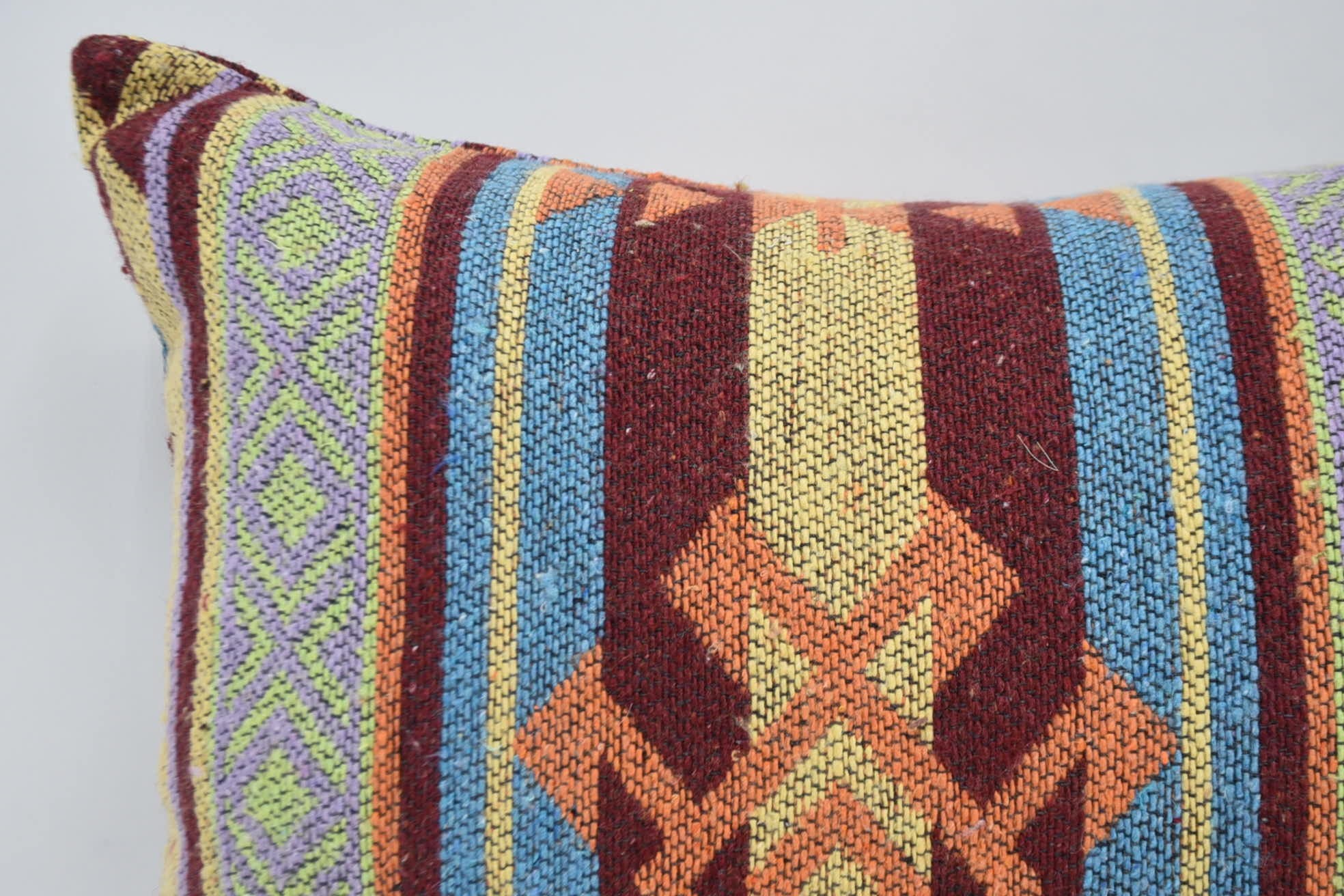 Home Decor Pillow, Vintage Kilim Pillow Cushion Cover, Pillow for Couch, Turkish Kilim Pillow, 16"x24" Blue Cushion Case