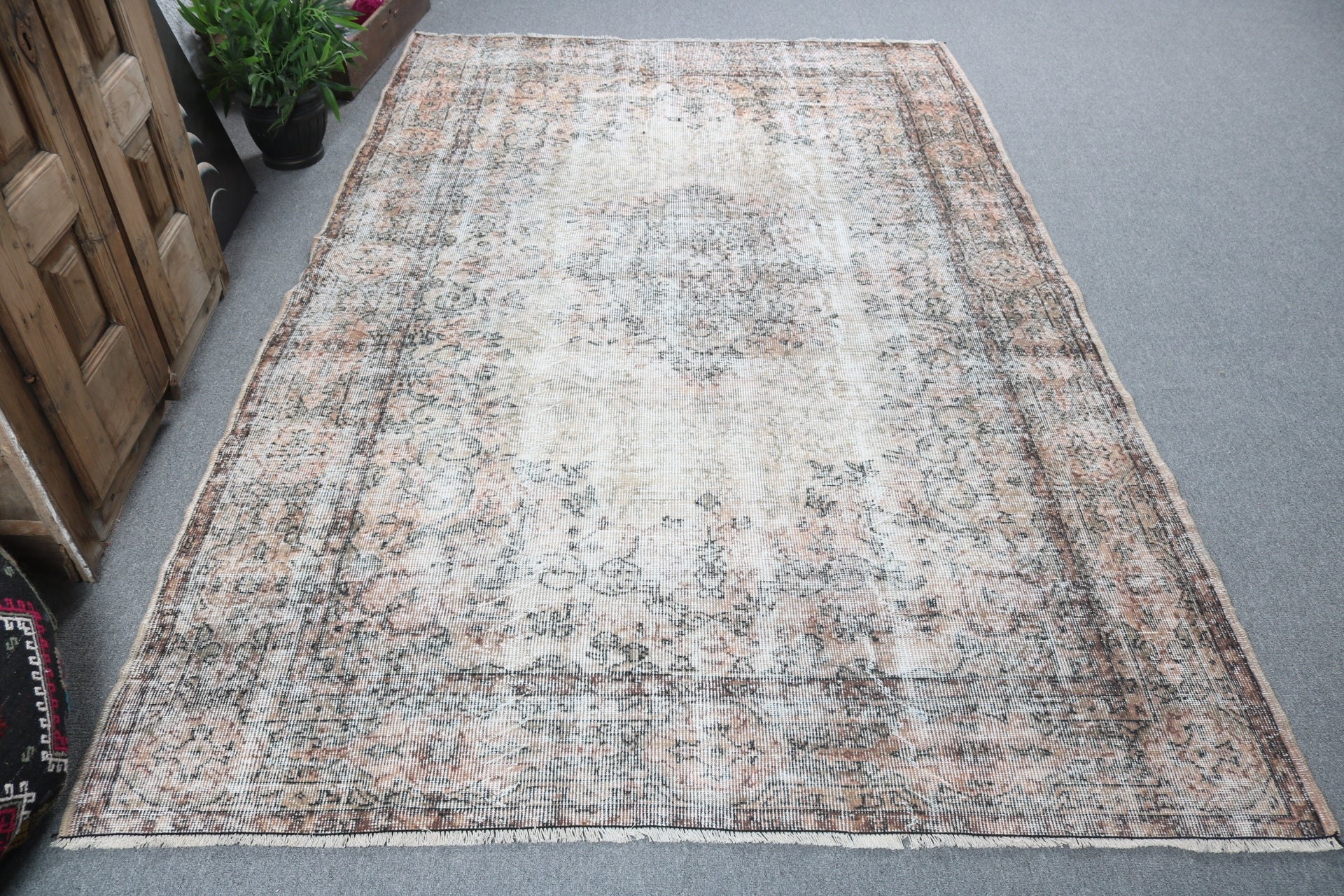 Türk Halıları, Oturma Odası Halıları, Vintage Halı, Yeşil Yün Halı, Boho Halı, Büyük Vintage Halılar, Oryantal Halı, Modern Halılar, 5.7x8.8 ft Büyük Halı