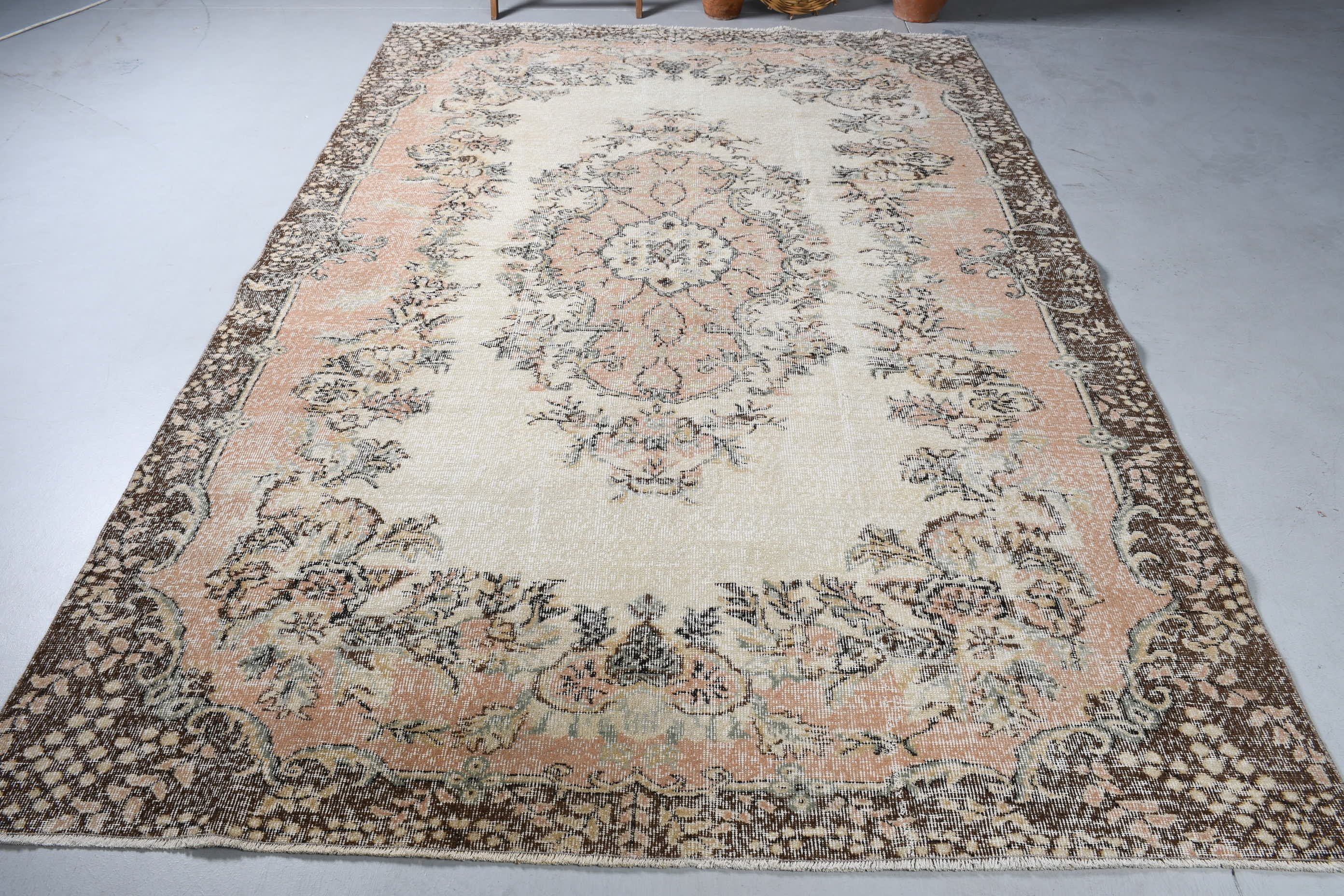 Bedroom Rug, 6.5x9.6 ft Large Rug, Cool Rugs, Living Room Rug, Beige Oriental Rug, Vintage Rug, Pastel Rug, Oriental Rug, Turkish Rug