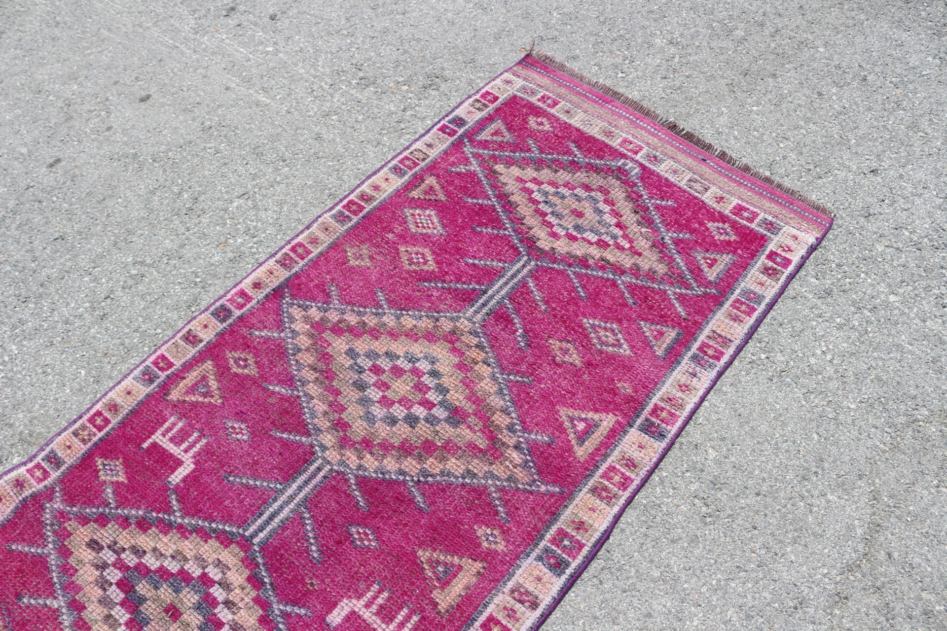 Hallway Rug, Turkish Rugs, 2.9x9.5 ft Runner Rug, Vintage Rugs, Bedroom Rugs, Kitchen Rug, Antique Rug, Purple Bedroom Rug, Rugs for Stair