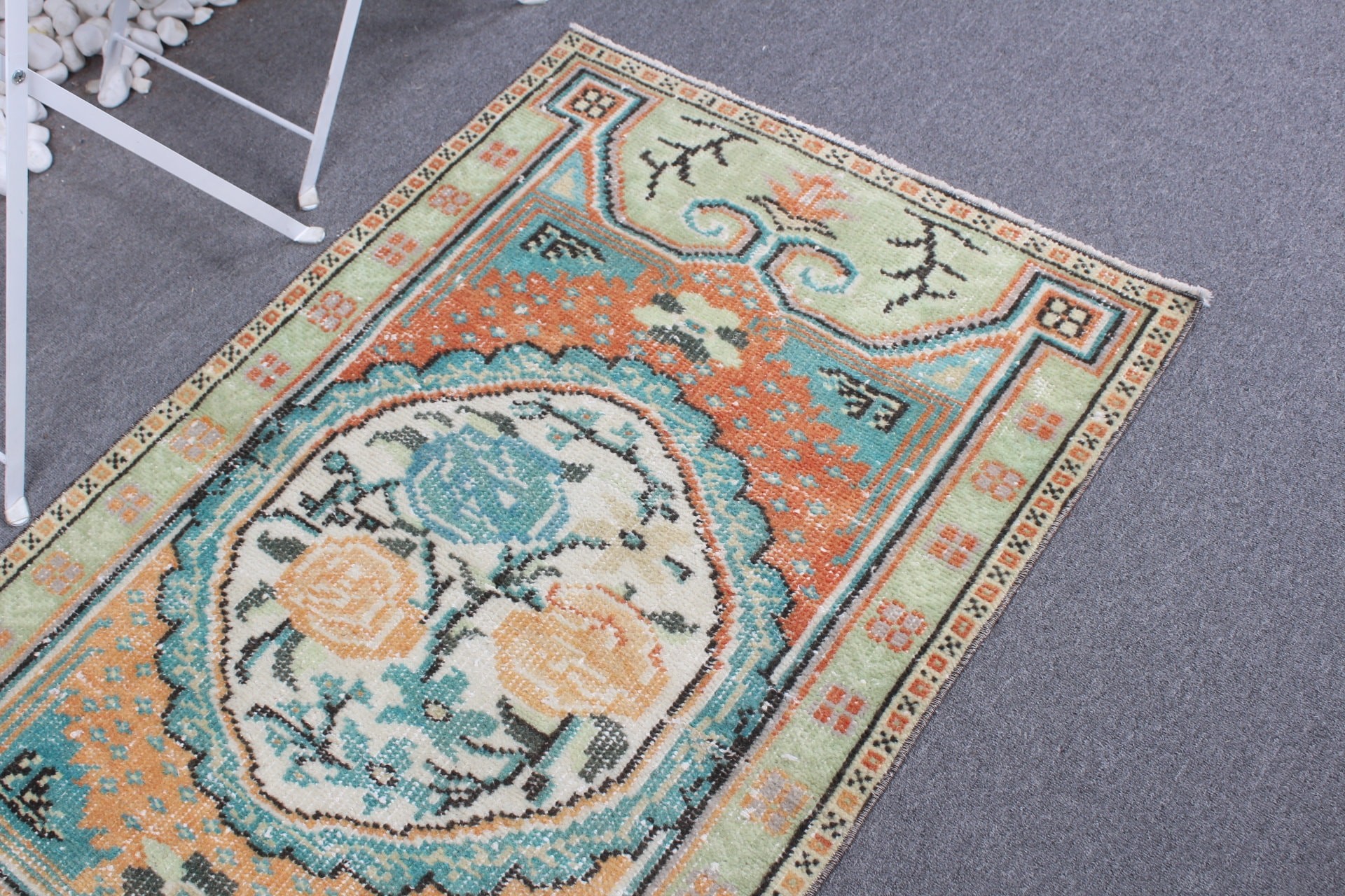 Yatak Odası Halısı, Oushak Halıları, Ev Dekorasyonu Halısı, Türk Halıları, 2,7x4,4 ft Küçük Halılar, El Dokuma Halıları, Vintage Halı, Banyo Halısı, Turuncu Yün Halı