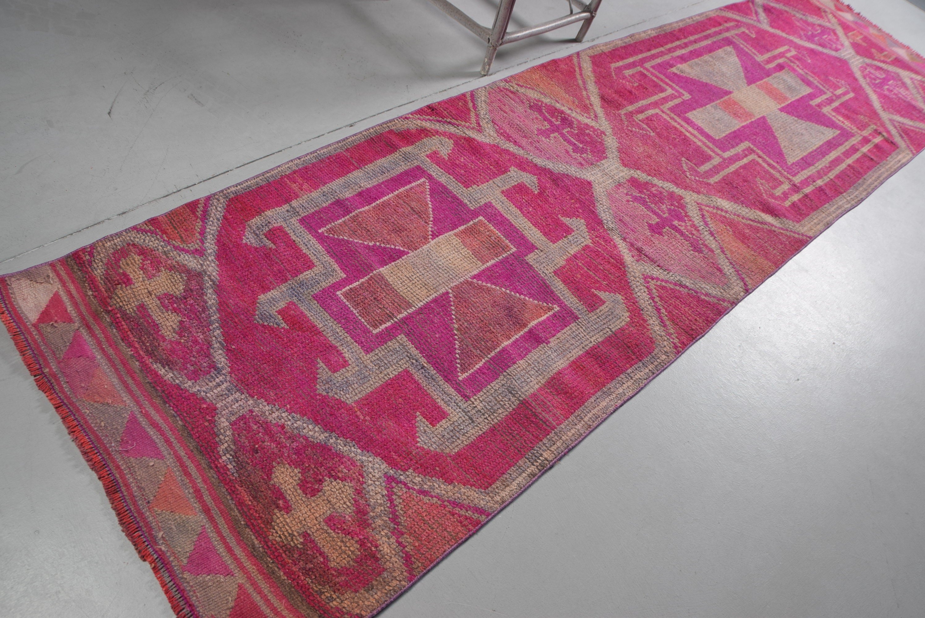Pink Bedroom Rug, Vintage Rugs, Hallway Rug, Turkish Rug, Cute Rug, Rugs for Corridor, Kitchen Rug, 3.2x11.5 ft Runner Rug, Moroccan Rug