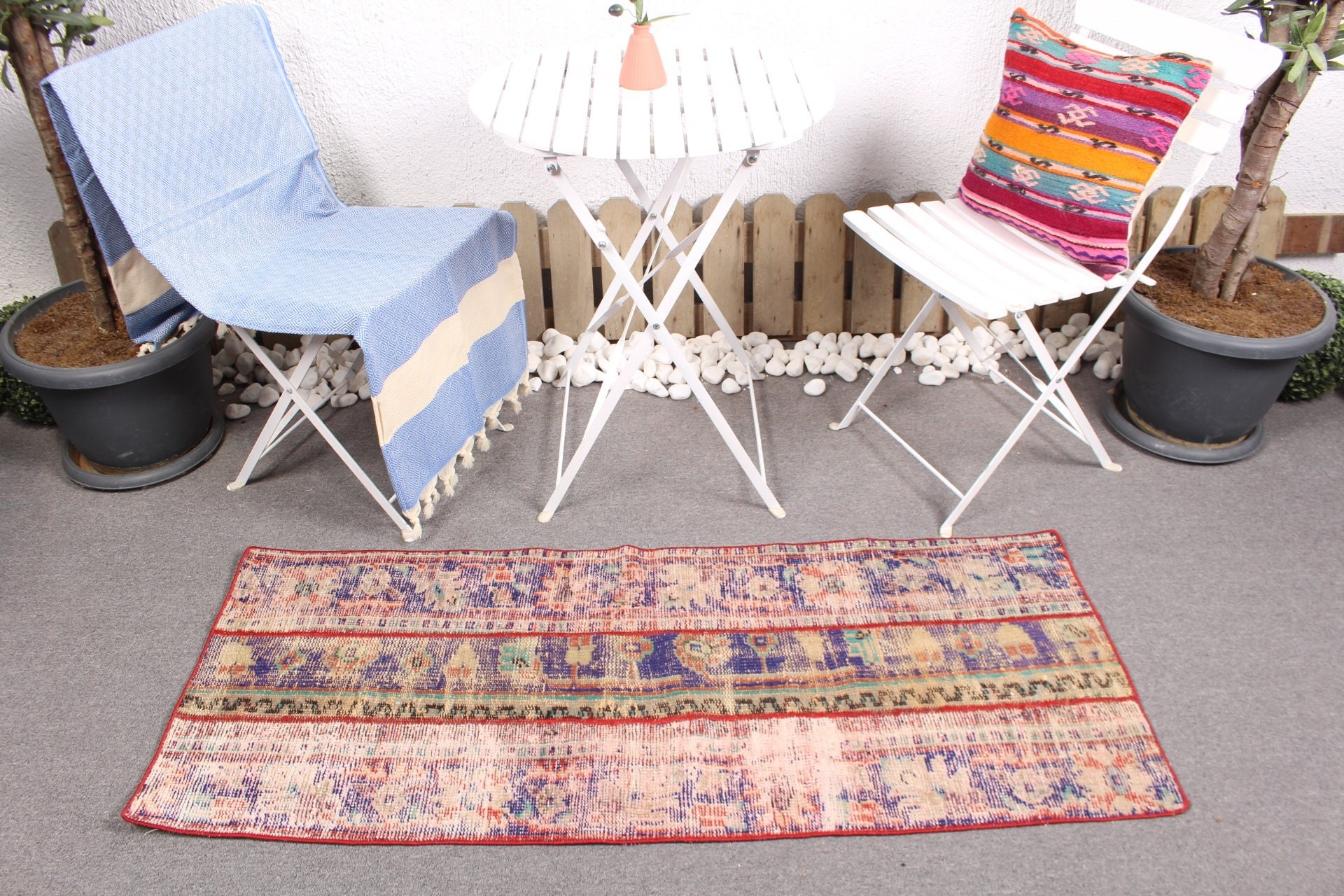 Door Mat Rug, Wall Hanging Rug, Antique Rugs, Cool Rug, 2x4.9 ft Small Rugs, Blue Oriental Rugs, Turkish Rugs, Organic Rugs, Vintage Rug