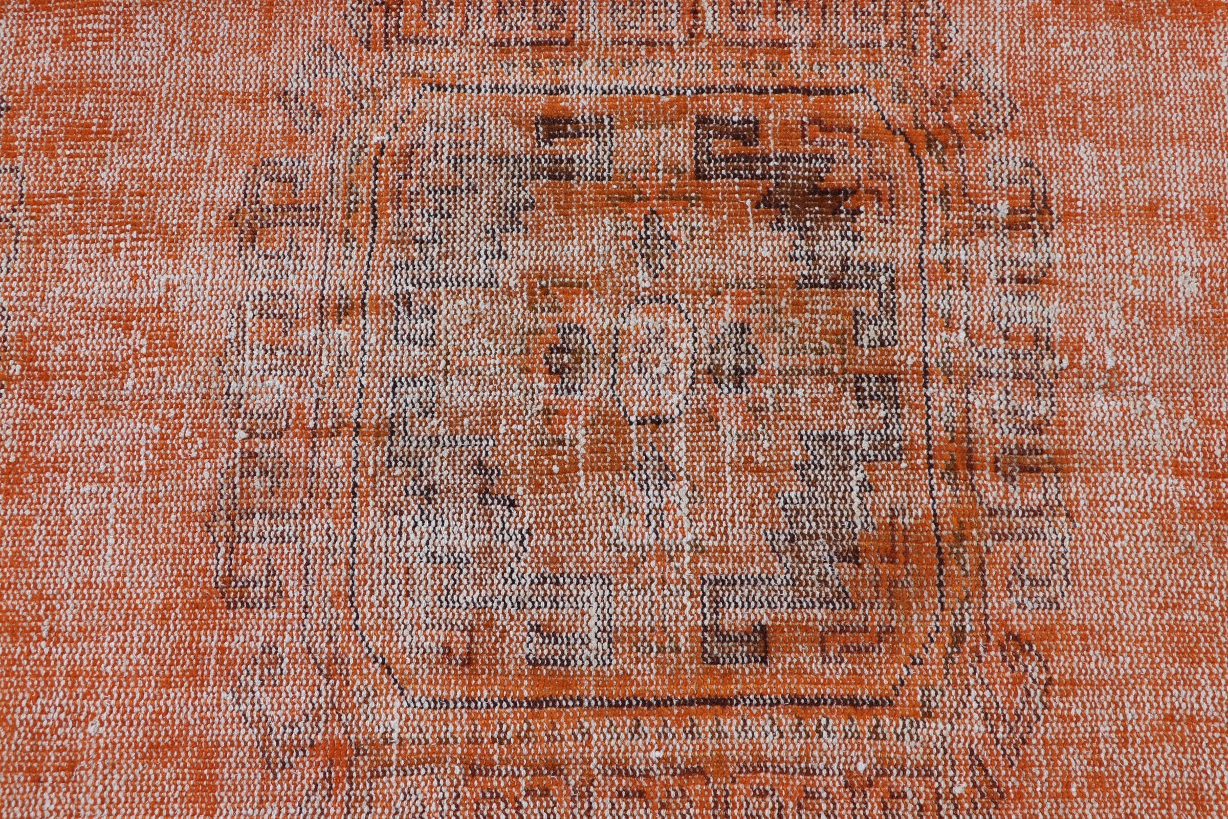 Vintage Rugs, Rugs for Corridor, Hallway Rug, Orange Moroccan Rug, Art Rugs, 2.7x9.9 ft Runner Rugs, Wool Rug, Turkish Rugs