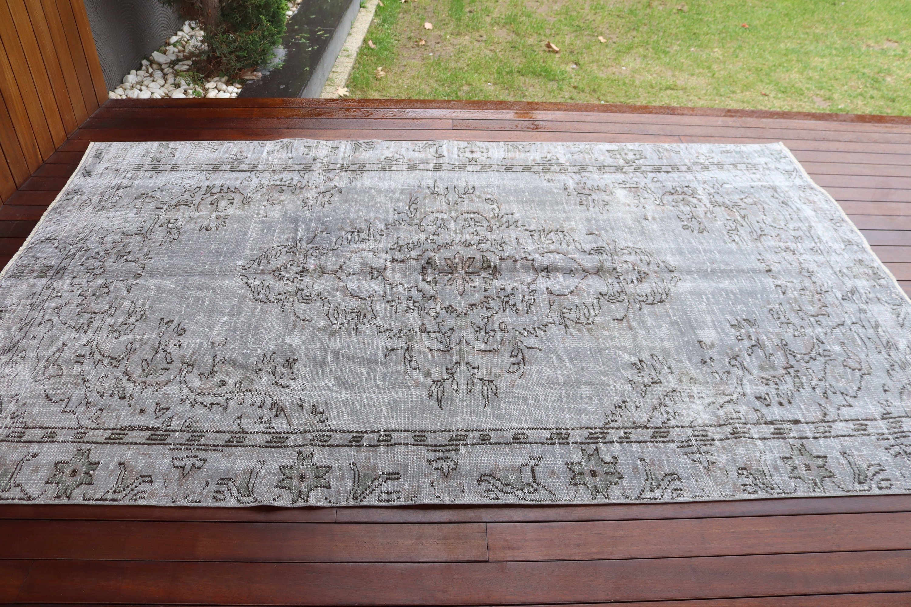 Gri 5.4x8.7 ft Büyük Halı, Yemek Odası Halısı, Türk Halısı, Büyük Vintage Halılar, Antika Halılar, Vintage Halı, Nötr Halılar