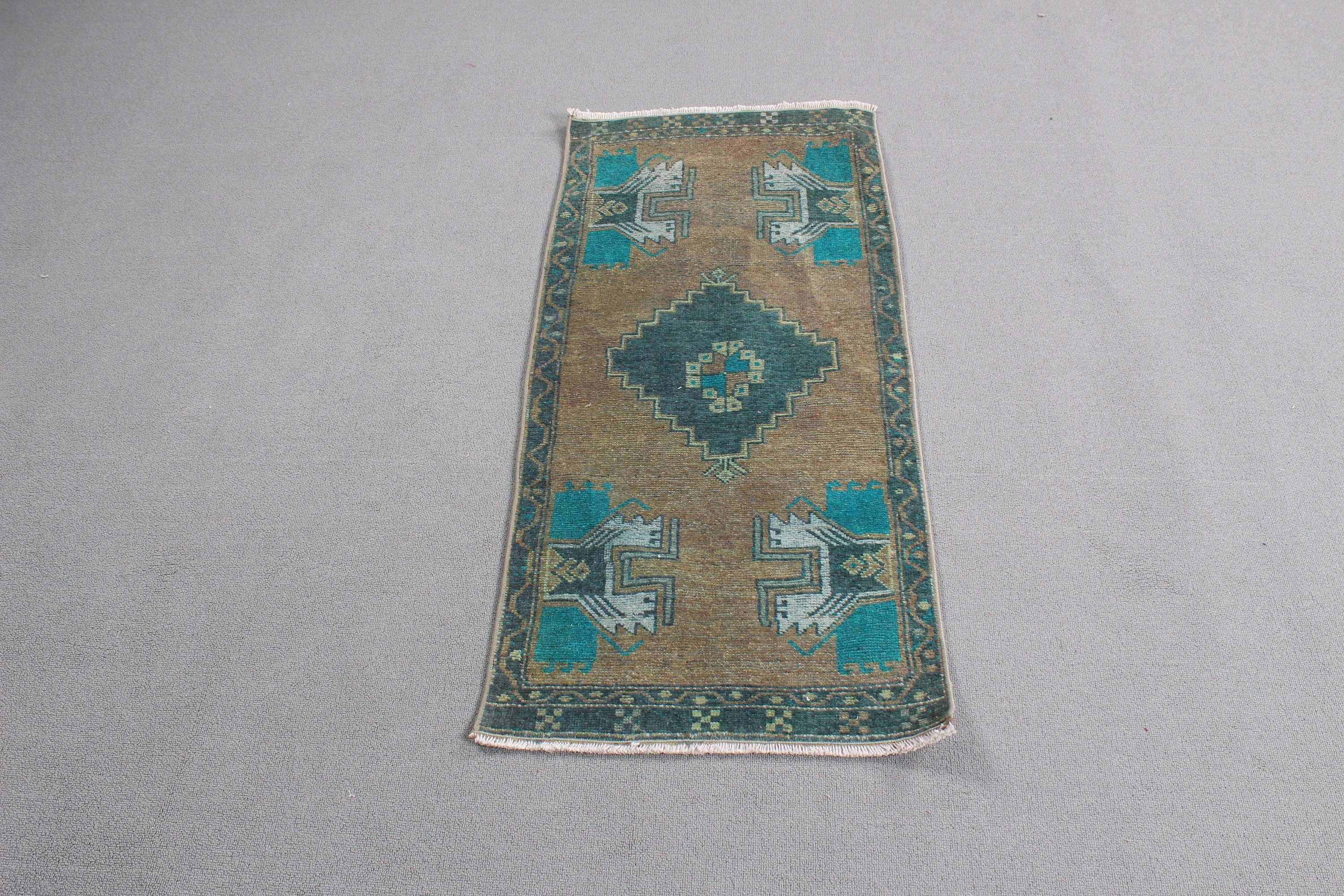 1.7x3.7 ft Small Rugs, Green Oriental Rug, Entry Rug, Modern Rug, Rugs for Small Boho, Turkish Rug, Vintage Rug, Floor Rugs, Car Mat Rug