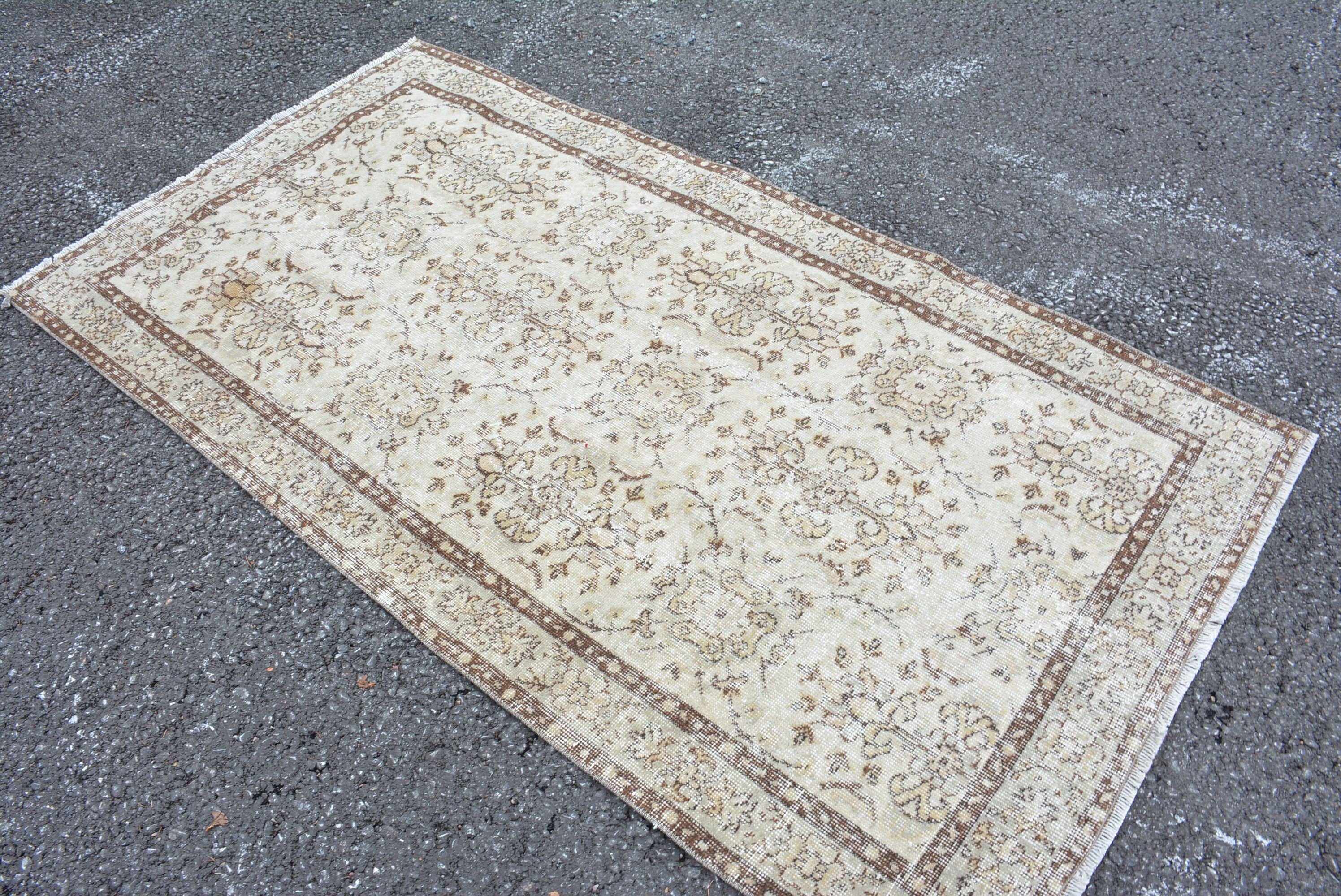 Pale Rug, Turkish Rug, Floor Rug, Vintage Rugs, Home Decor Rug, Rugs for Nursery, Oushak Rug, Vintage Handmade Rugs, 3.7x6.9 ft Area Rug