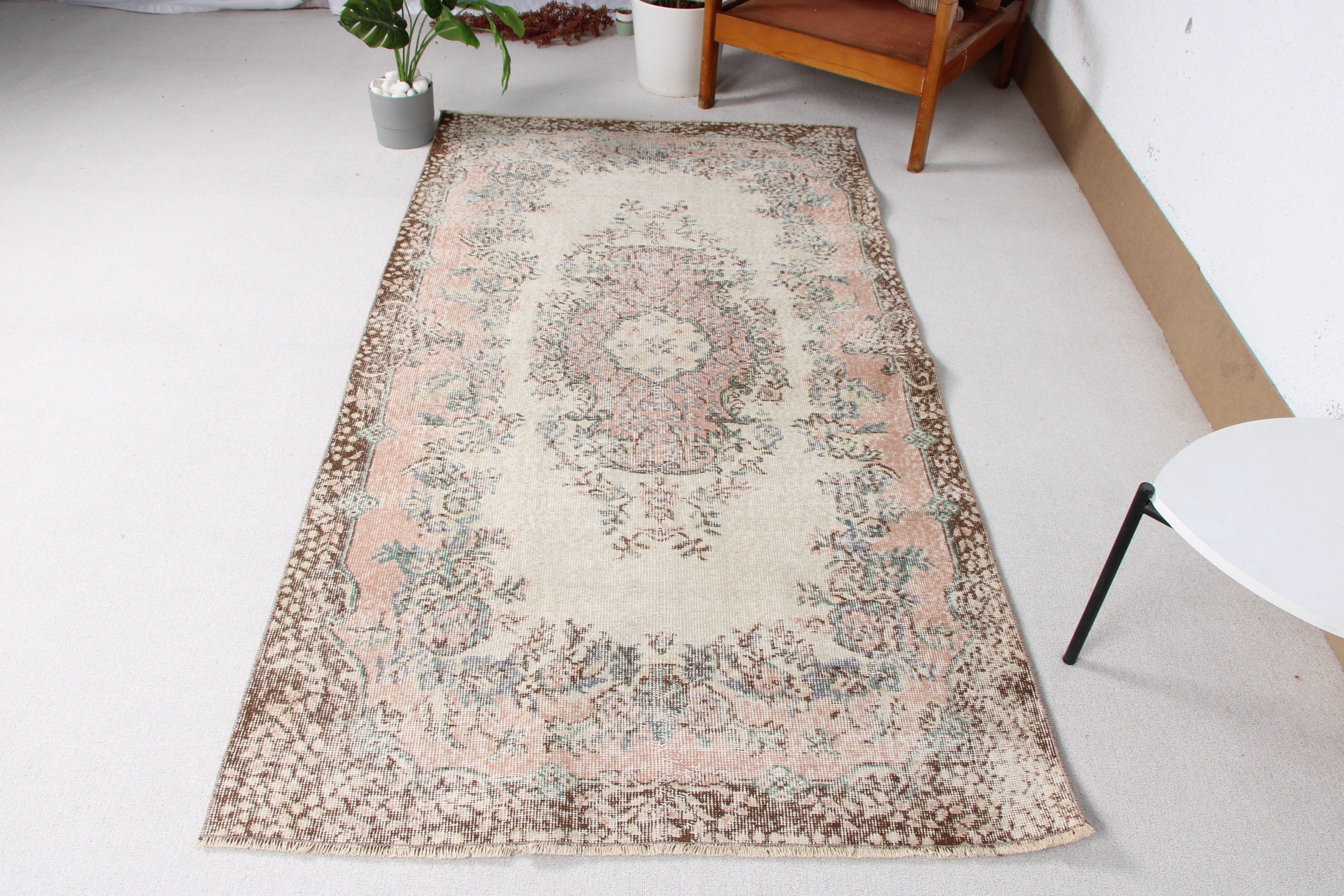 Düz Dokuma Halı, Vintage Halılar, 3,7x7 ft Alan Halısı, Bej Lüks Halı, Boho Alan Kilimi, Organik Halılar, Vintage Alan Halısı, Nötr Halılar, Türk Halısı