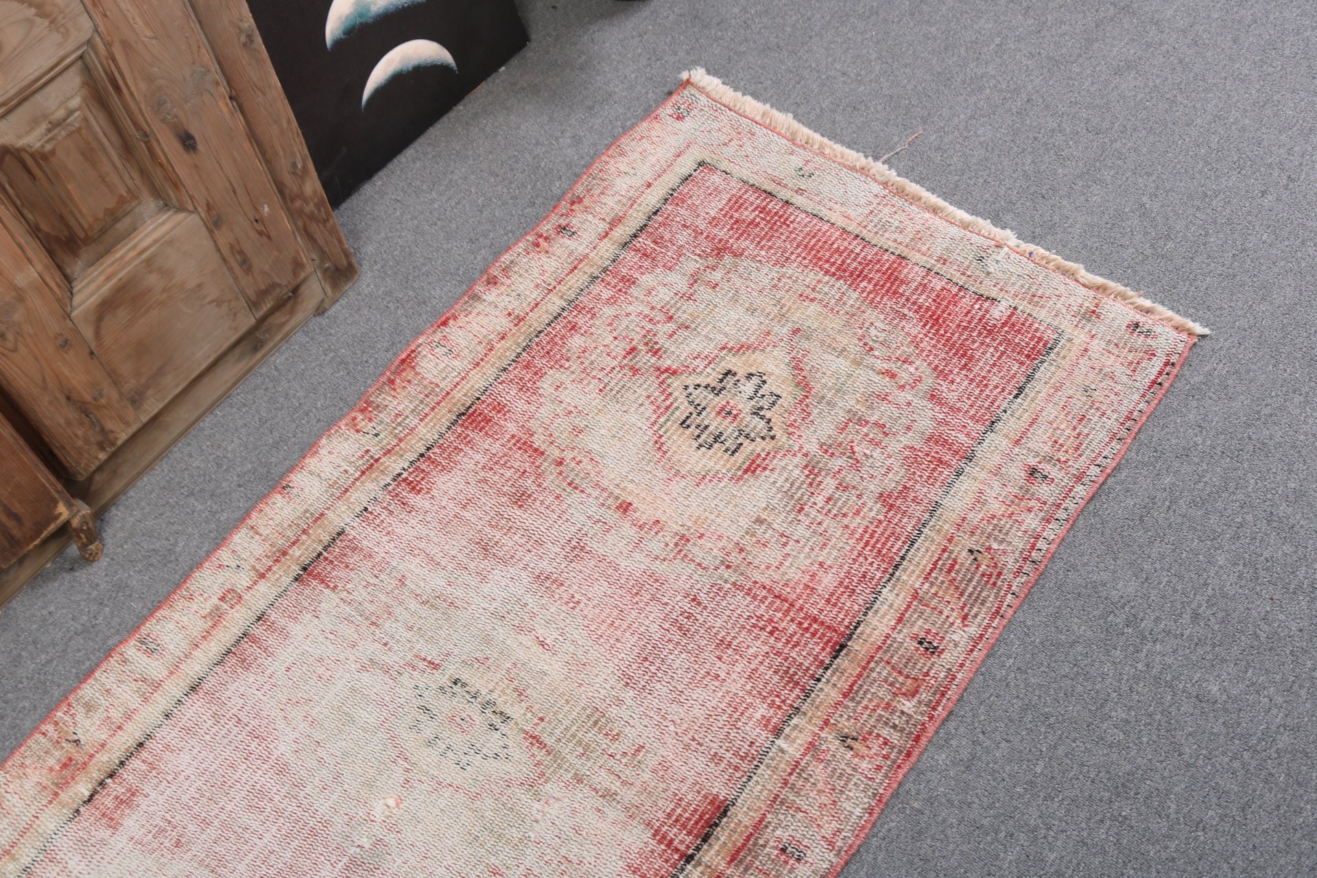 Bej Soğuk Halı, Oushak Halı, Türk Halıları, Küçük Alan Halısı, 2,3x5,1 ft Küçük Halı, Vintage Halı, Banyo Halıları, Araba Paspas Halısı, El Dokuma Halılar