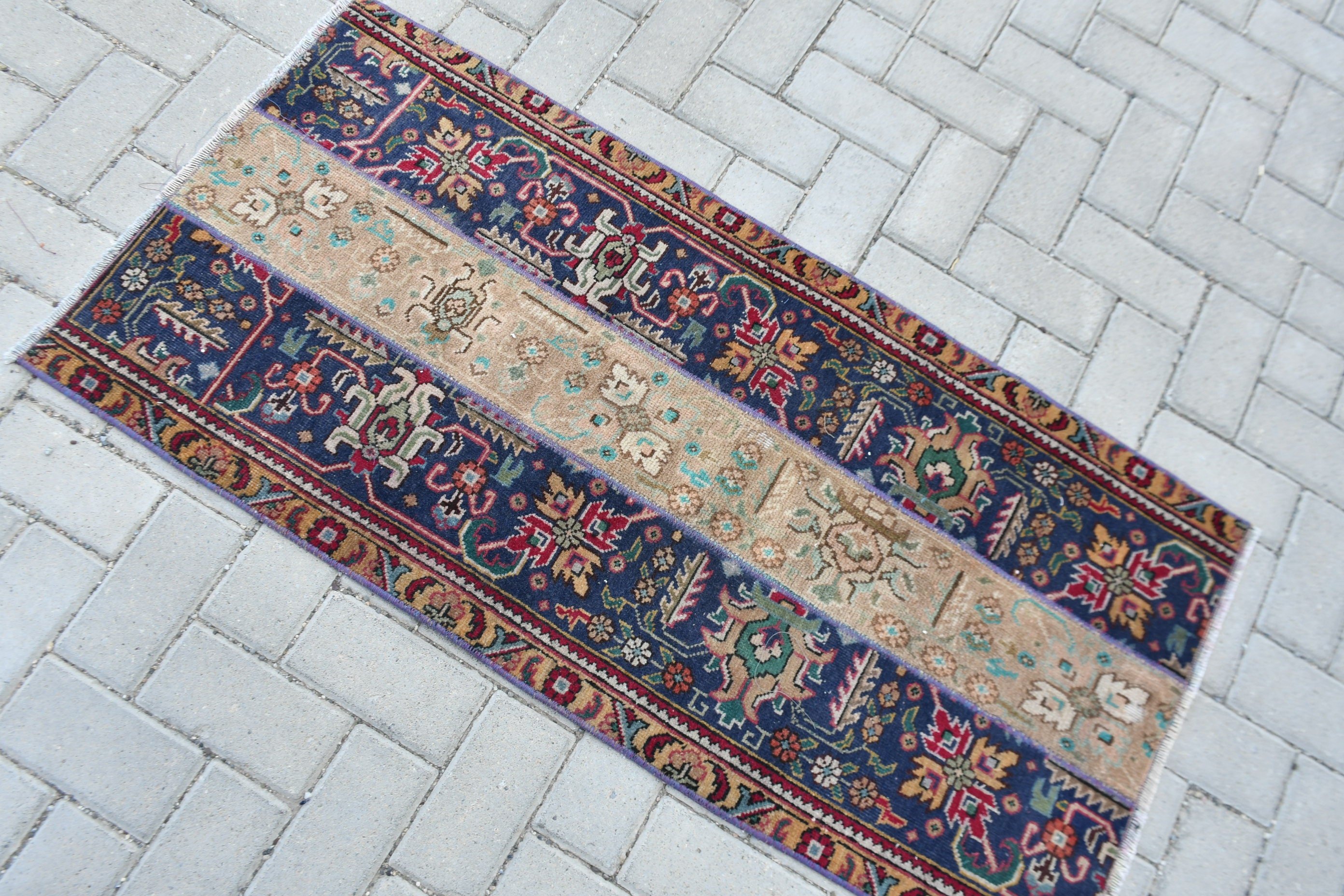 Wall Hanging Rug, Vintage Rug, Blue Kitchen Rug, Turkish Rugs, Moroccan Rug, Wool Rug, Rugs for Bathroom, 2x4.2 ft Small Rug, Nursery Rug