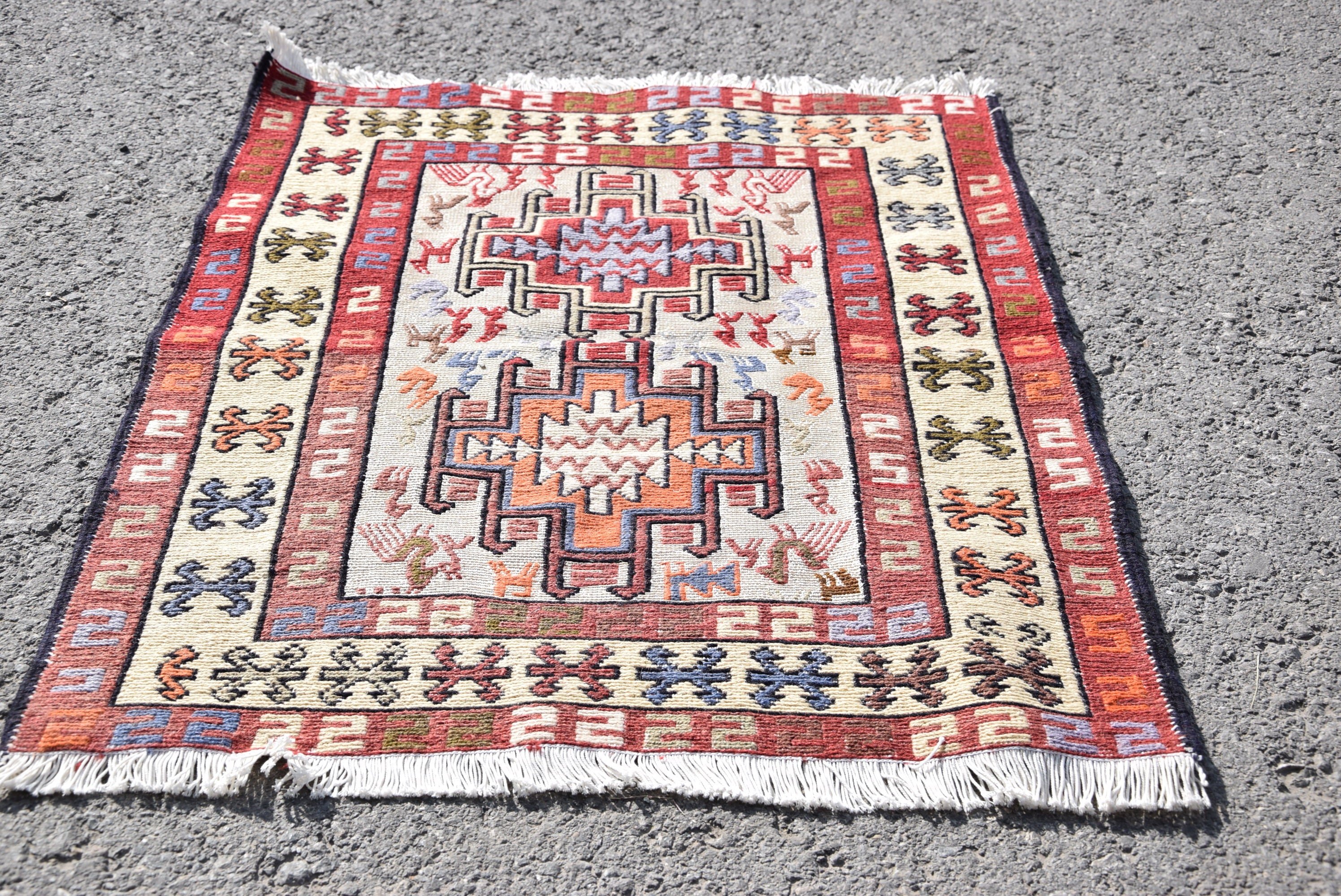 Bathroom Rug, Turkish Rugs, 2.5x3.1 ft Small Rug, Car Mat Rug, Bedroom Rugs, Outdoor Rugs, Oushak Rug, Red Wool Rugs, Vintage Rug, Kilim