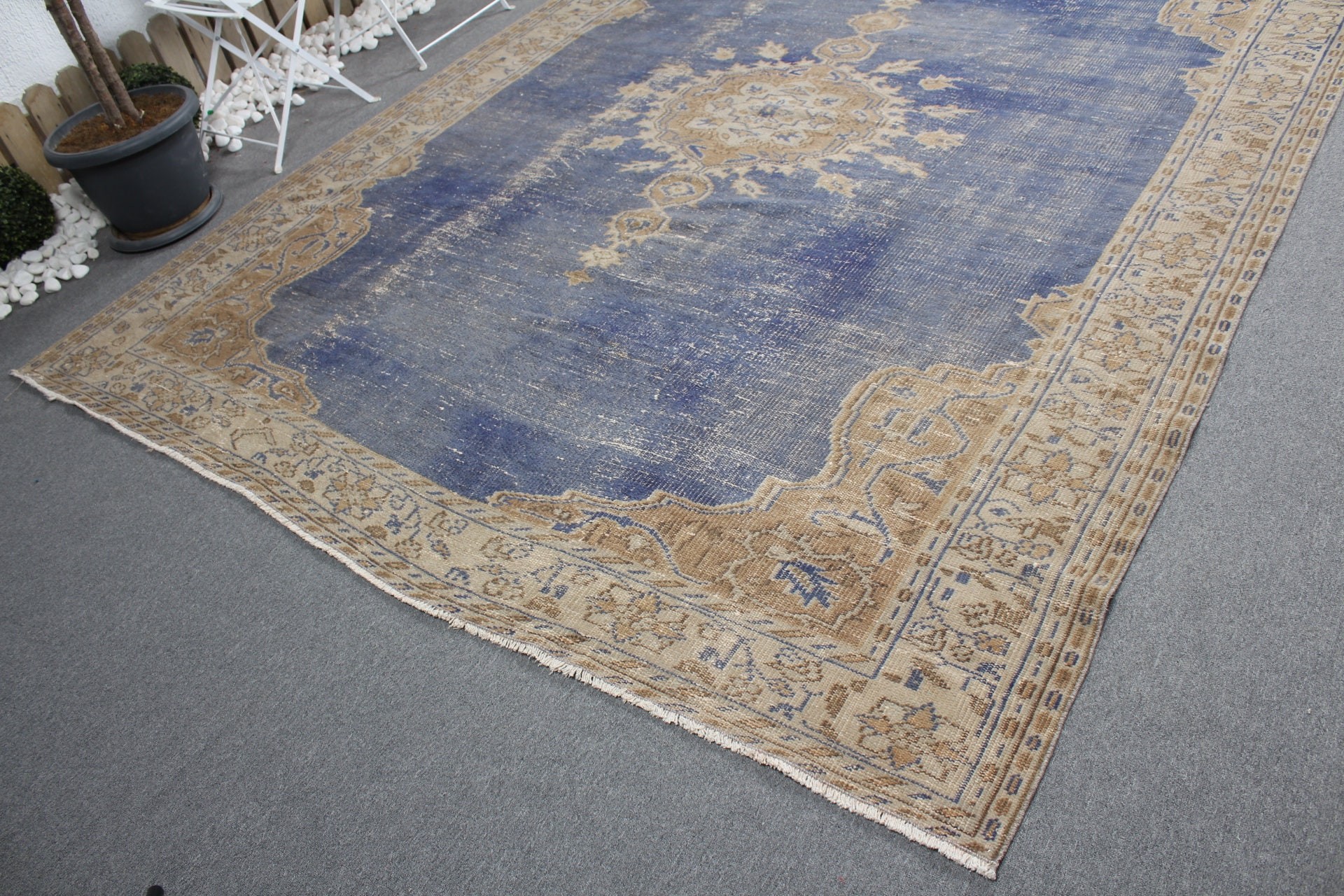 7.8x10.4 ft Oversize Rug, Dining Room Rug, Blue Wool Rugs, Turkish Rug, Floor Rugs, Vintage Rug, Aztec Rug, Living Room Rug, Antique Rug