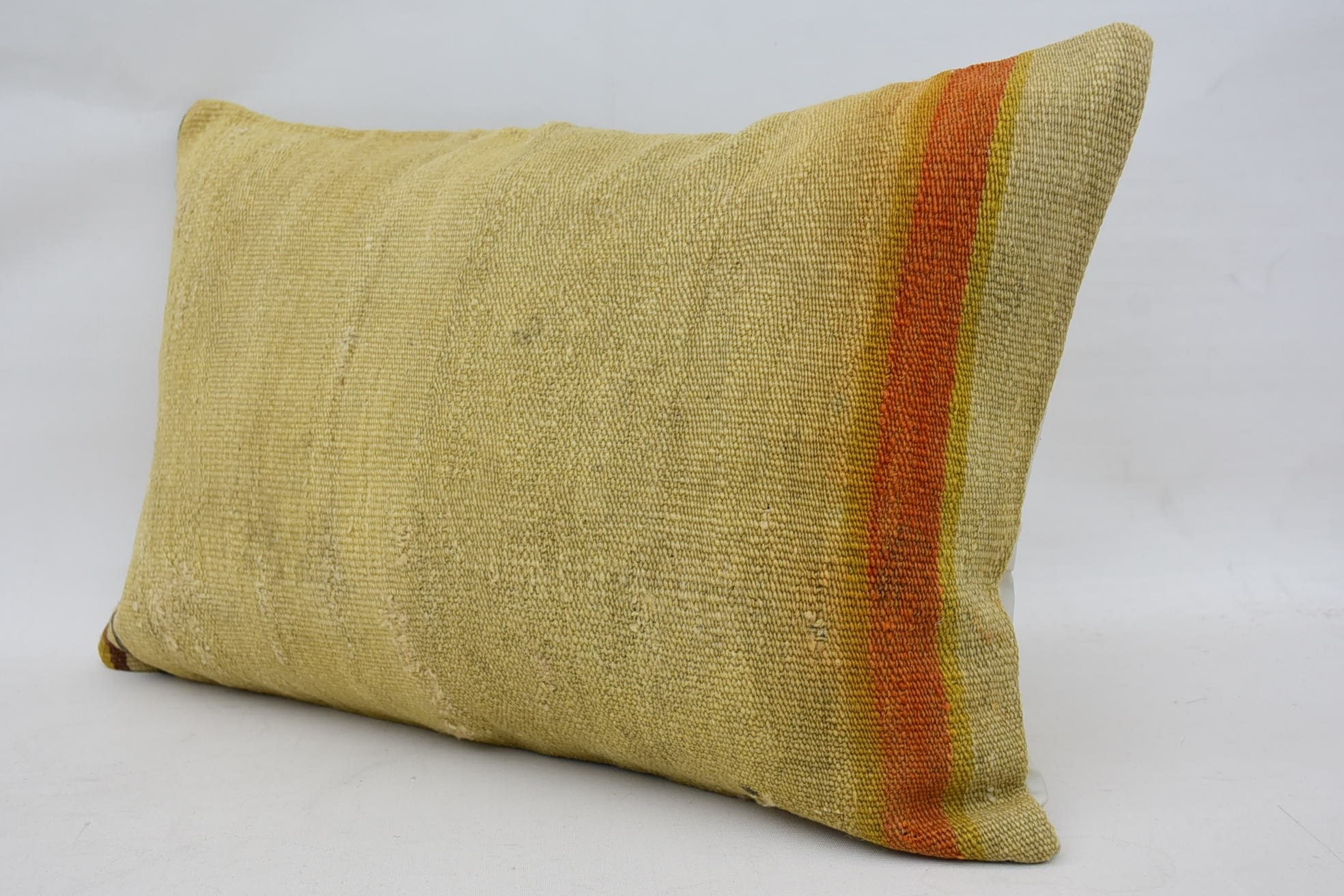 Turkish Kilim Pillow, Vintage Cushion Cover, Ethnical Kilim Rug Pillow, Boho Pillow, 16"x24" Beige Pillow Cover, Meditation Pillow Case