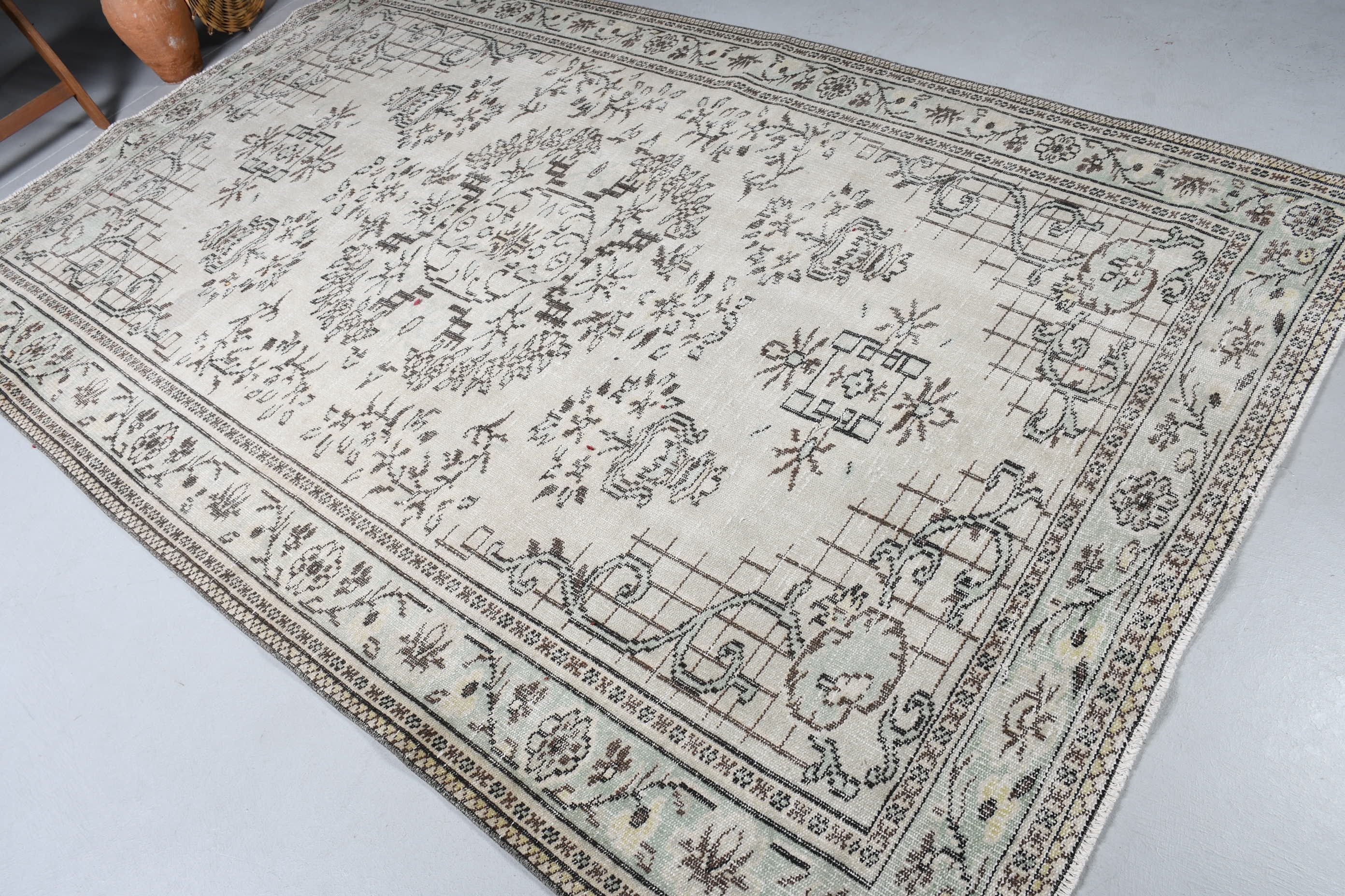 5.9x9.4 ft Büyük Halılar, Türk Halısı, Oturma Odası Halıları, Vintage Halı, Bej Ev Dekor Halısı, Yatak Odası Halıları, Retro Halı, Salon Halısı, Fas Halısı