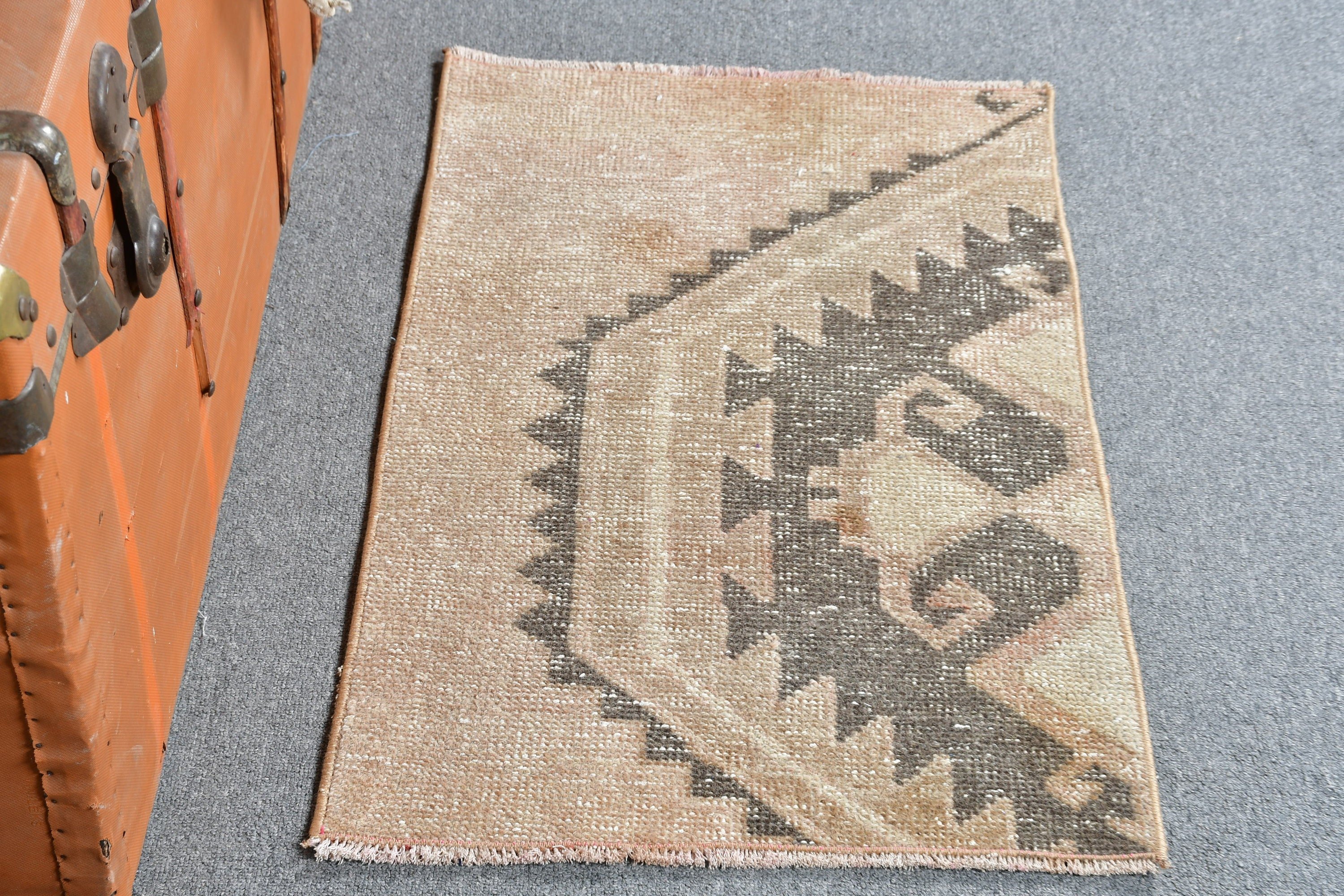 1.6x2.6 ft Small Rug, Antique Rug, Turkish Rug, Door Mat Rugs, Brown Wool Rugs, Wool Rugs, Art Rug, Bath Rug, Rugs for Nursery, Vintage Rug