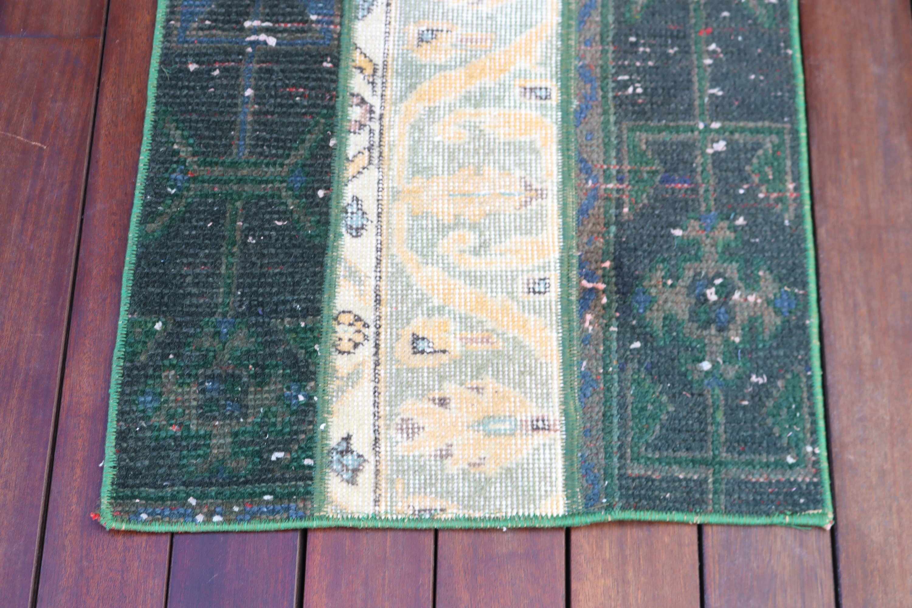 Vintage Rug, Entry Rug, Green Handwoven Rugs, Turkish Rug, Aesthetic Rug, Moroccan Rug, Statement Rug, Nursery Rugs, 1.7x3.8 ft Small Rugs