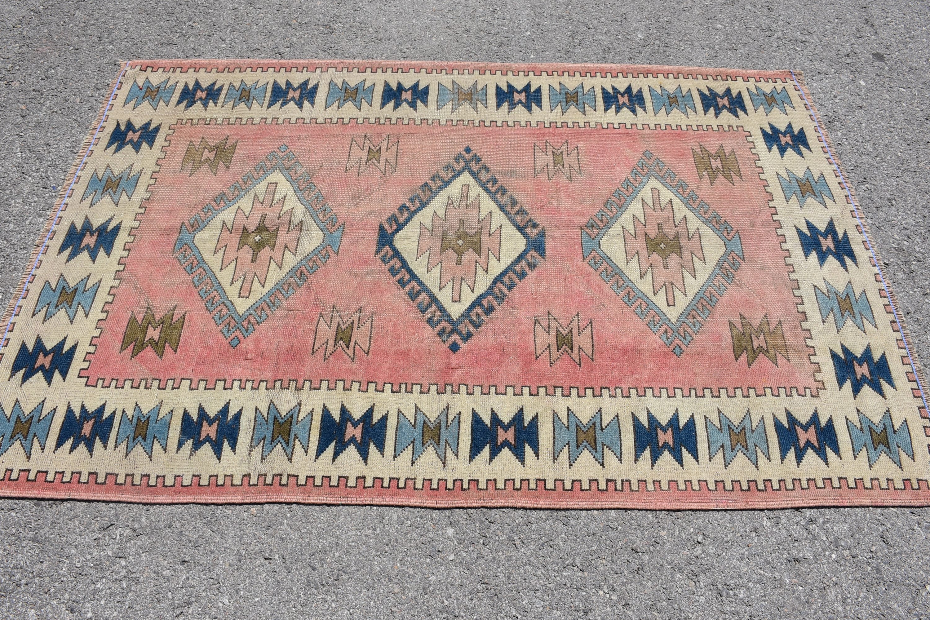 Turkey Rug, Vintage Rug, Dining Room Rugs, Turkish Rugs, Moroccan Rug, Nursery Rugs, Rugs for Kitchen, Wool Rug, 4x6.2 ft Area Rug, Art Rug