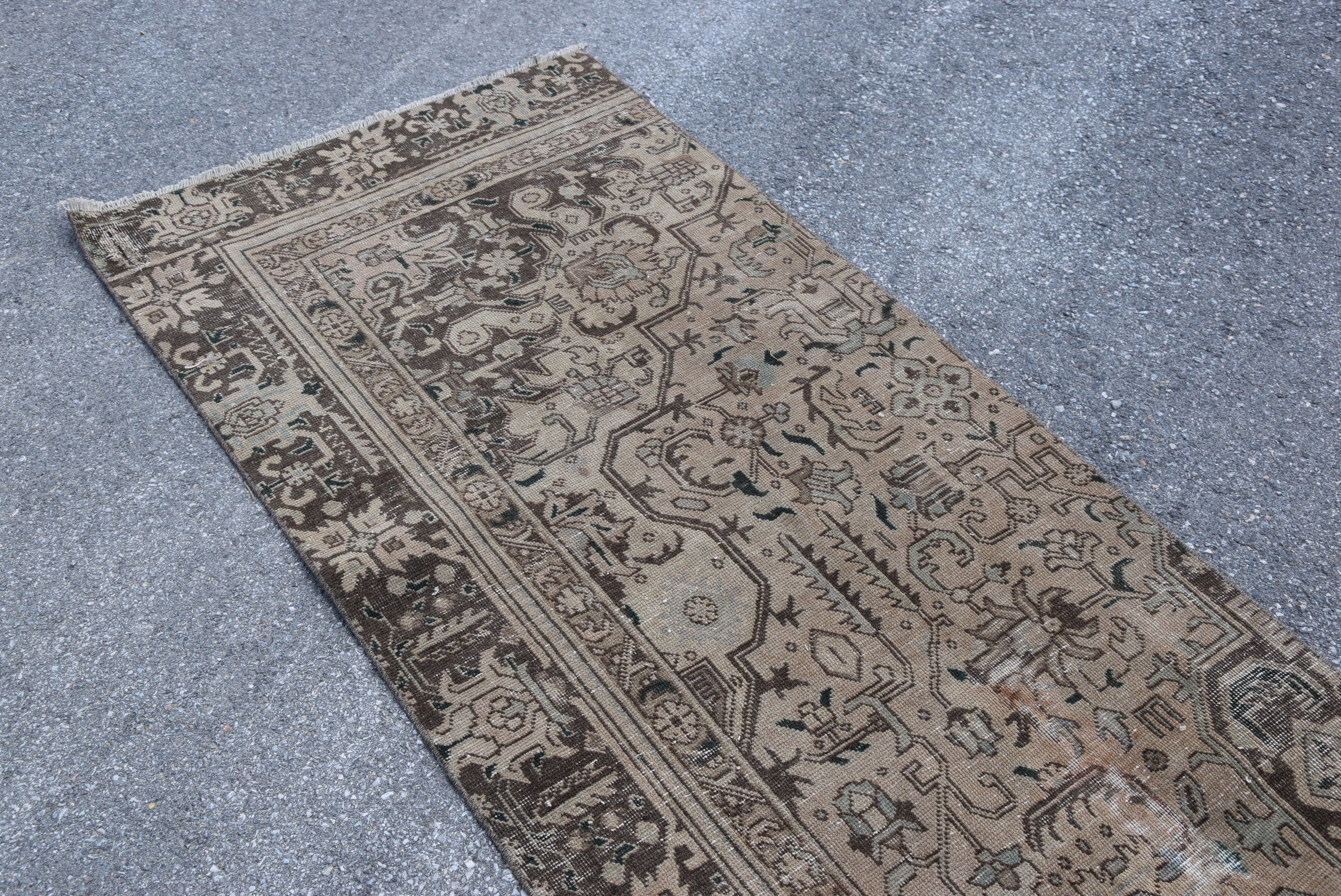 Vintage Halı, Özel Halı, Kahverengi Yatak Odası Halıları, Koridor Halıları, Türk Halısı, Merdiven Halısı, Yatak Odası Halısı, 3.1x11.5 ft Runner Halıları, Antika Halılar