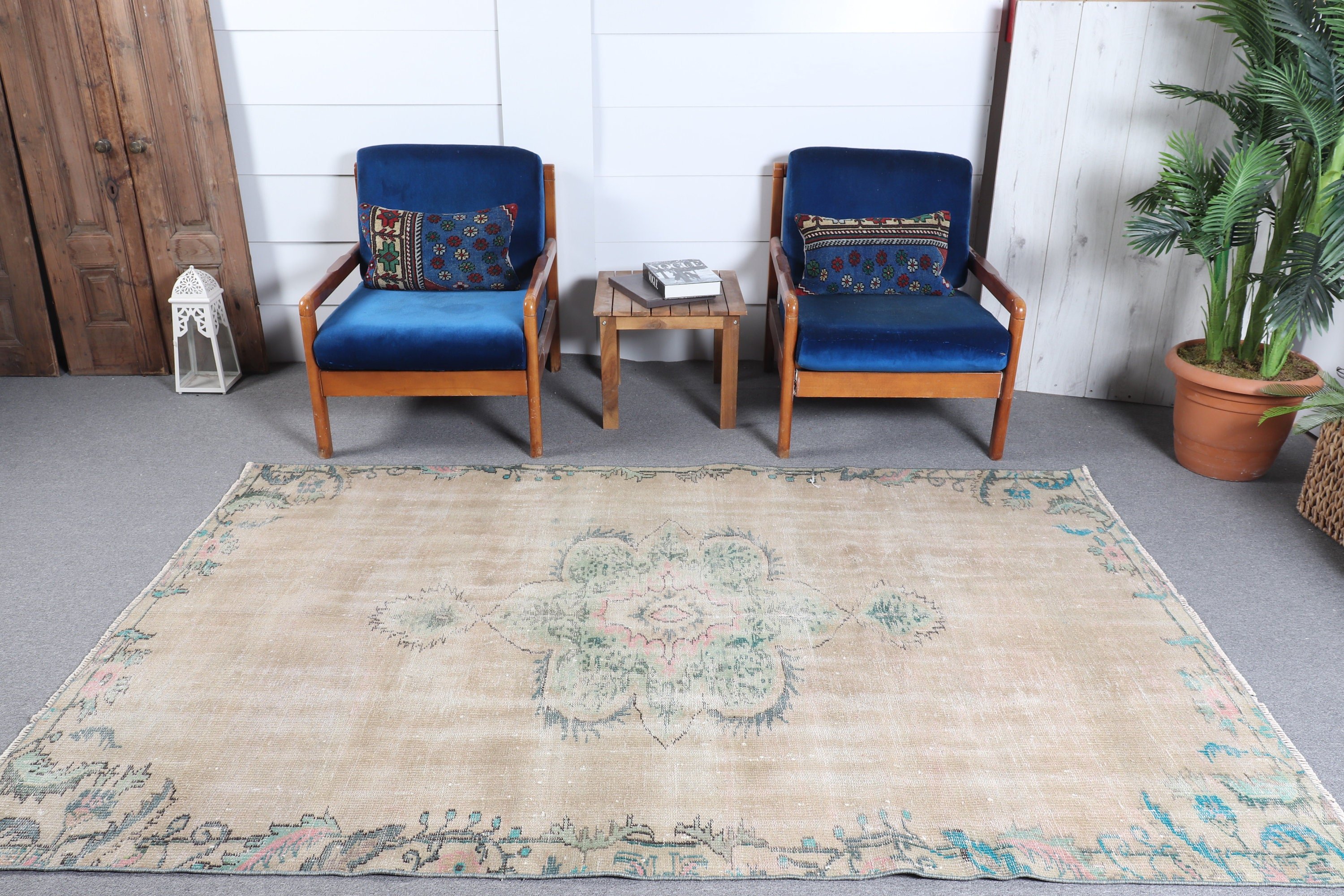 Vintage Rug, Salon Rugs, 5.1x8 ft Large Rugs, Green Kitchen Rug, Turkish Rugs, Bedroom Rug, Wool Rugs, Rugs for Living Room