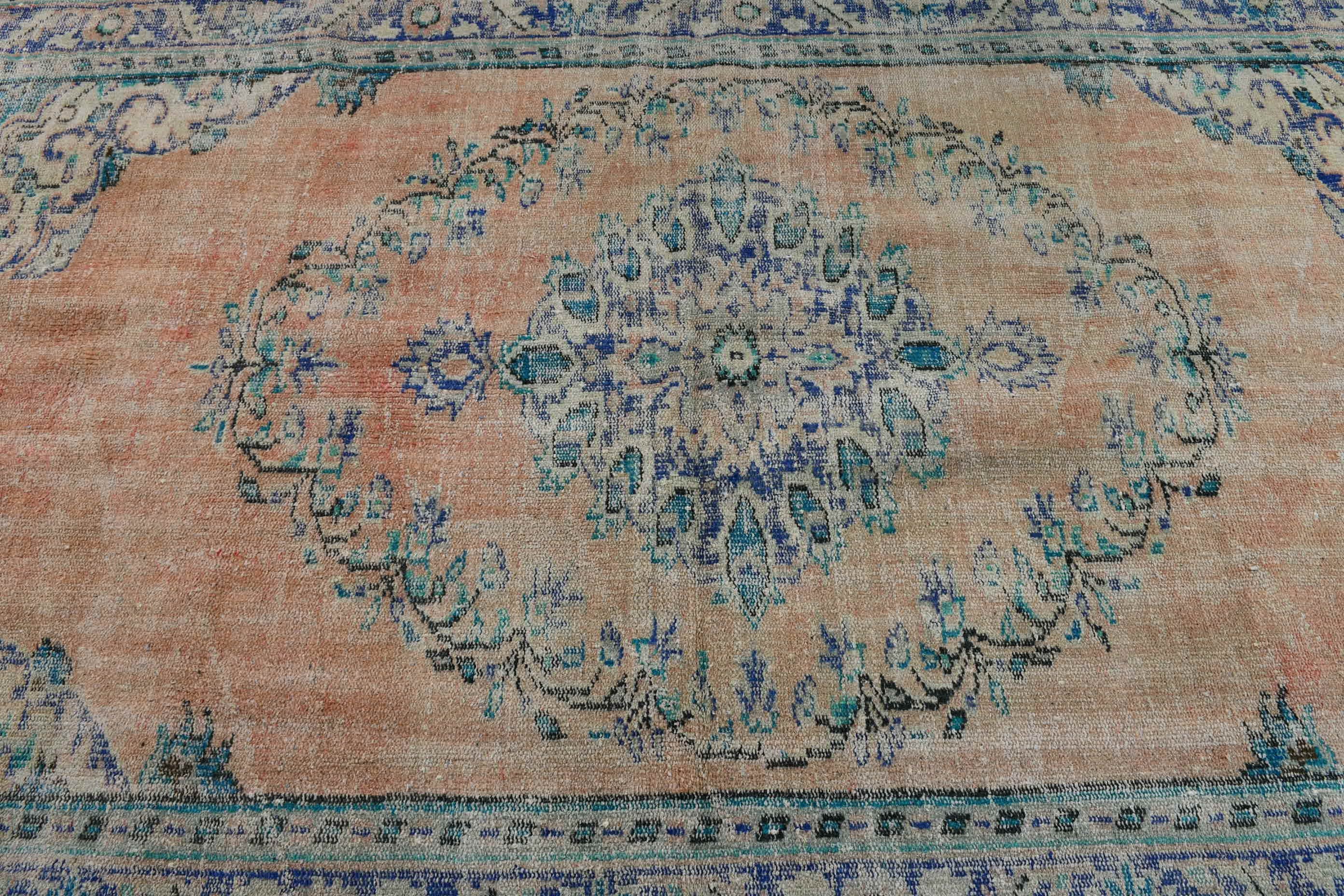 Salon Halısı, Turuncu Oryantal Halılar, Türk Halıları, Vintage Halılar, Oushak Halıları, 5,7x9,2 ft Büyük Halılar, Aztek Halıları, Yer Halısı, Yemek Odası Halısı