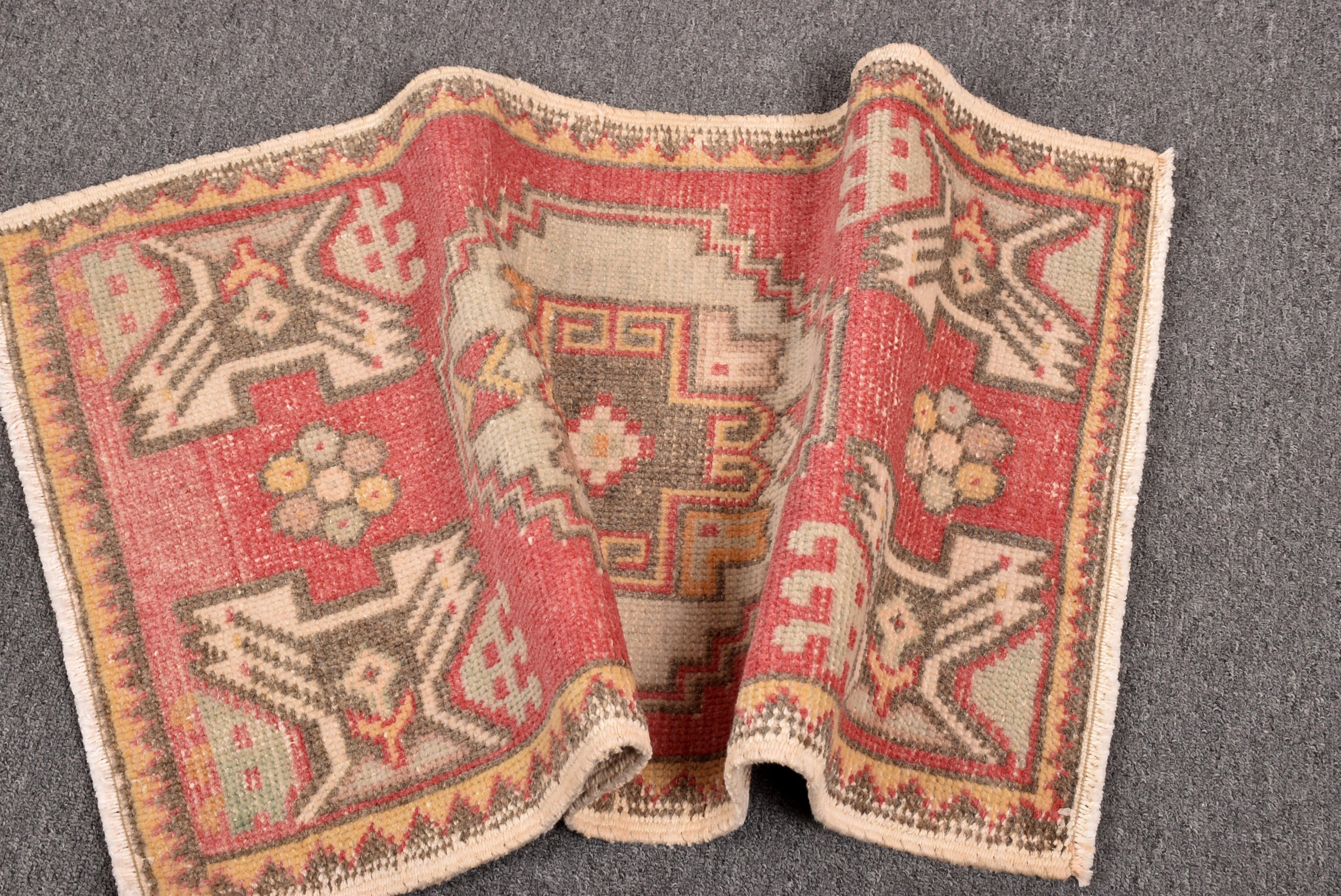 Vintage Halılar, Banyo Halısı, Türk Halısı, 1.6x2.7 ft Küçük Halı, Boho Halıları, Nötr Halı, Ev Dekorasyonu Halıları, Pembe Fas Halıları, Giriş Halıları