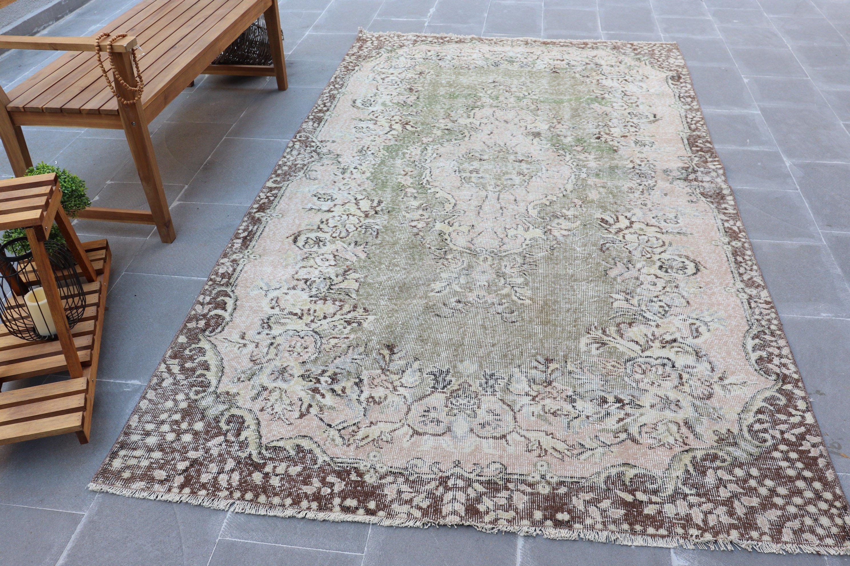 Living Room Rug, Oriental Rug, Bedroom Rug, Wool Rugs, Vintage Rug, Rugs for Salon, Brown Wool Rug, Turkish Rug, 5.2x9.3 ft Large Rug