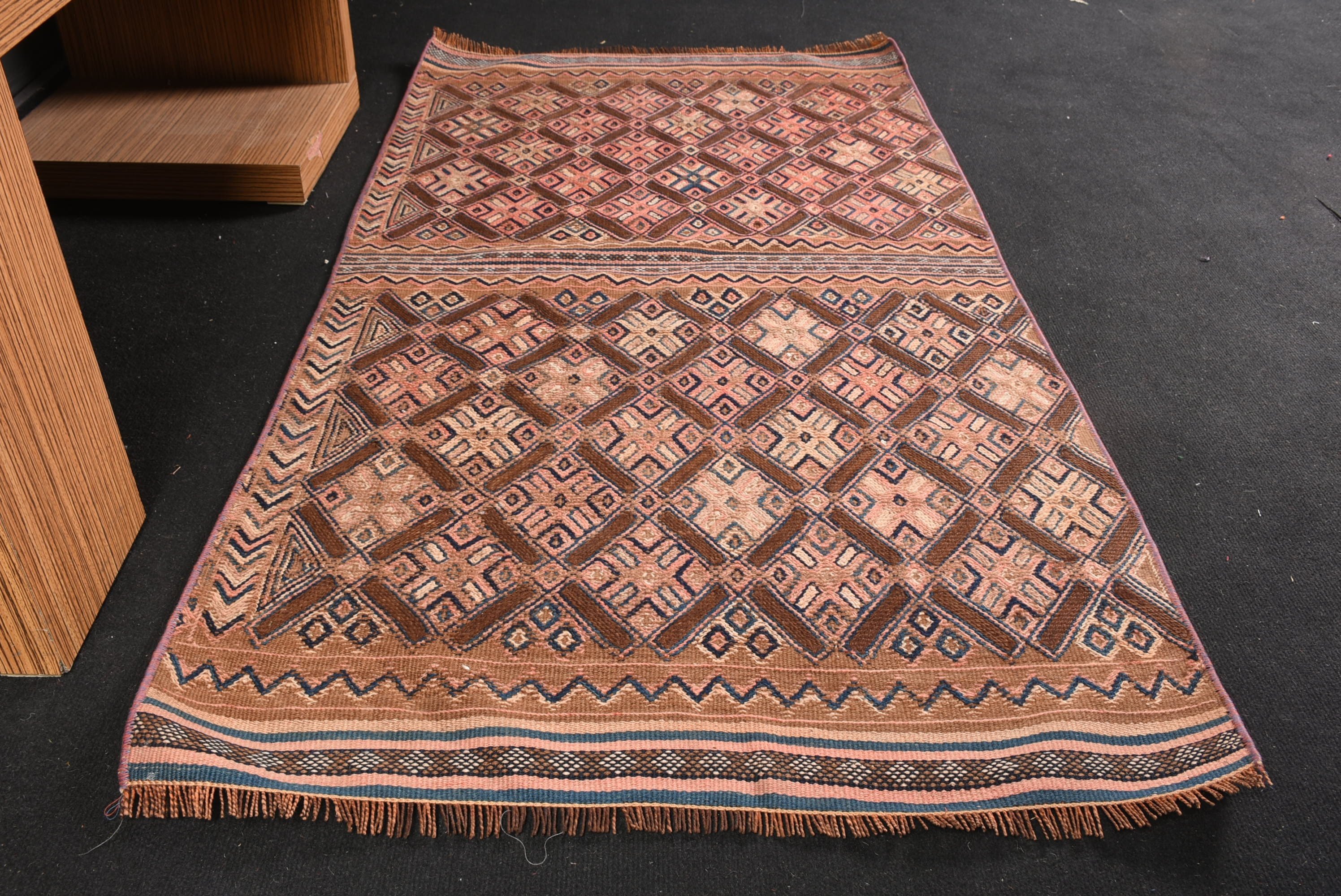 Vintage Rug, Brown  2.9x5.4 ft Accent Rugs, Entry Rugs, Cool Rugs, Kilim, Antique Rugs, Turkish Rug, Bedroom Rugs, Custom Rug