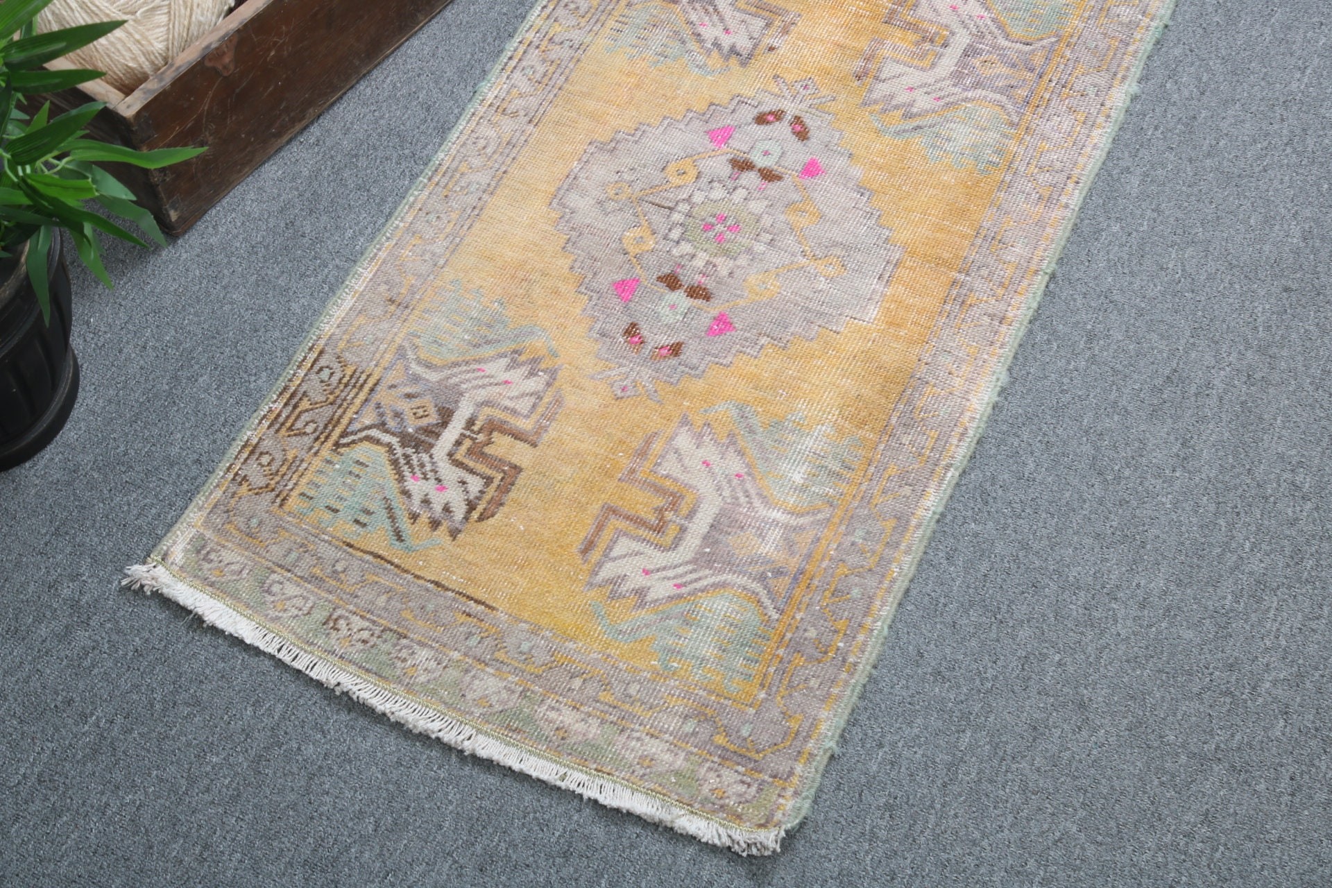 Vintage Rugs, Car Mat Rugs, Boho Rug, Small Area Rug, Turkish Rug, Oriental Rugs, 1.7x3.1 ft Small Rugs, Antique Rugs, Yellow Oriental Rugs