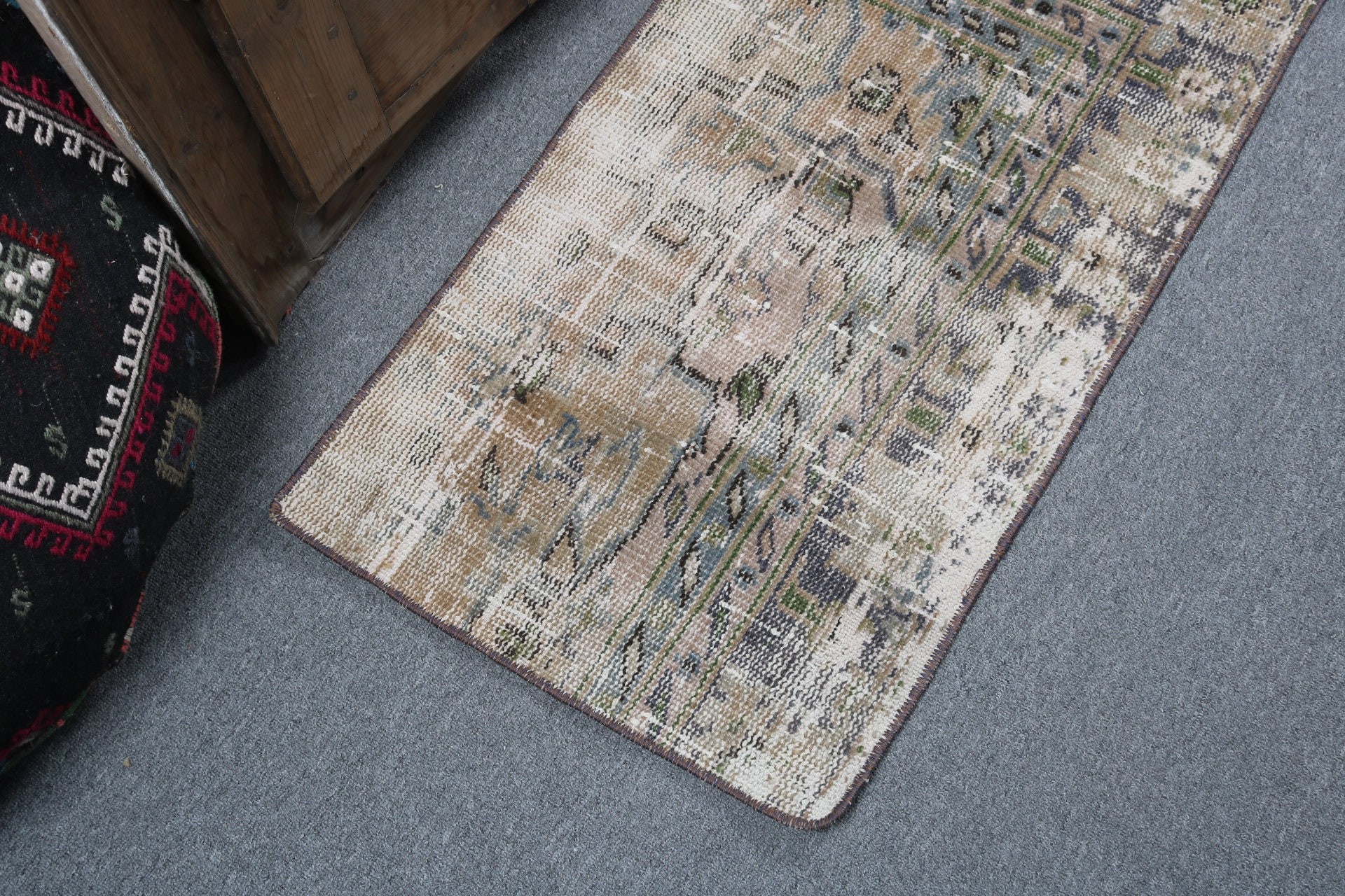 Oushak Rug, Modern Rugs, Vintage Rugs, Bath Rugs, 1.6x3.3 ft Small Rug, Vintage Decor Rug, Entry Rug, Brown Statement Rug, Turkish Rugs