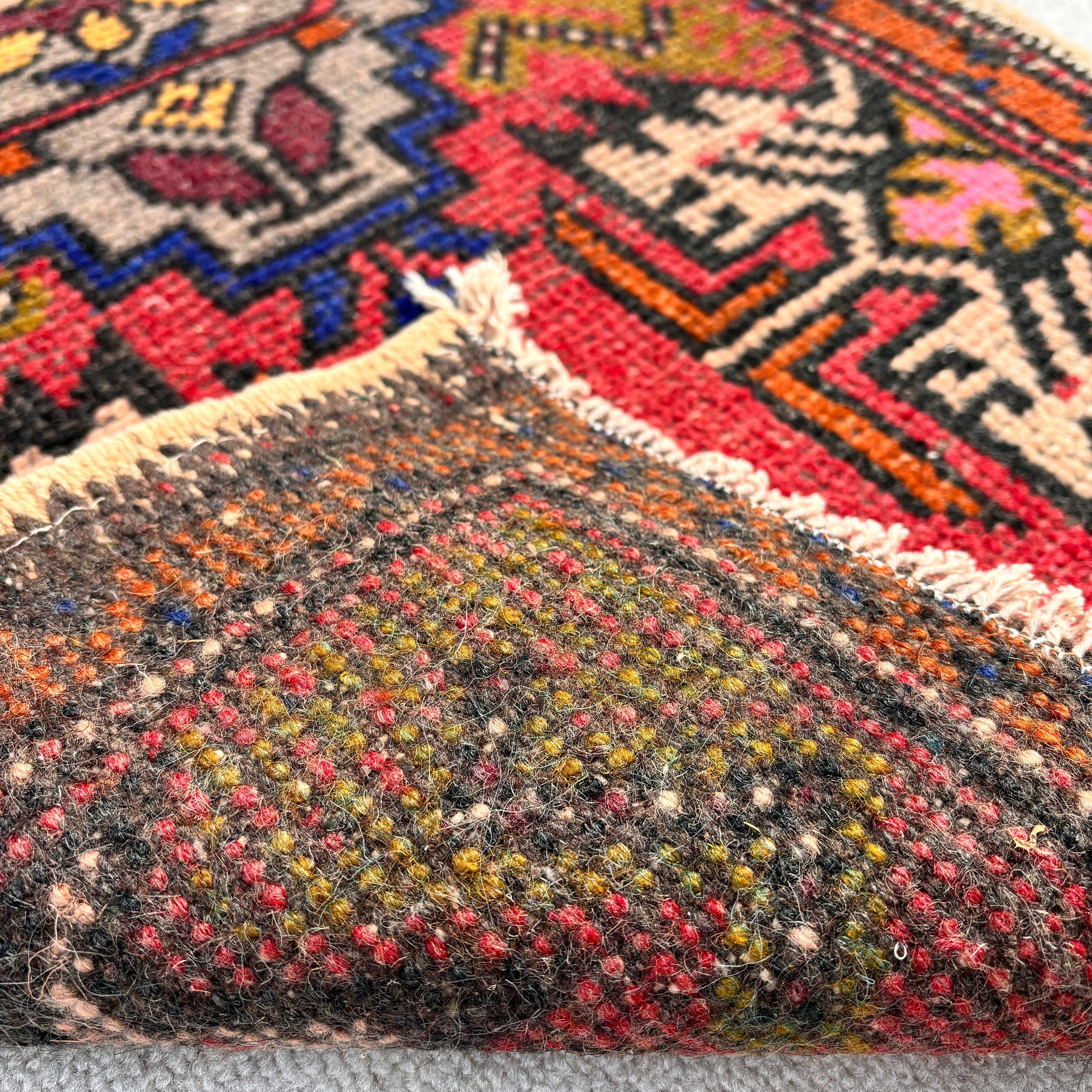 Kırmızı Fas Halıları, Vintage Halı, Küçük Alan Halıları, El Dokuma Halı, Banyo Halısı, Türk Halıları, Yer Halısı, Dış Mekan Halısı, 1.7x3 ft Küçük Halı