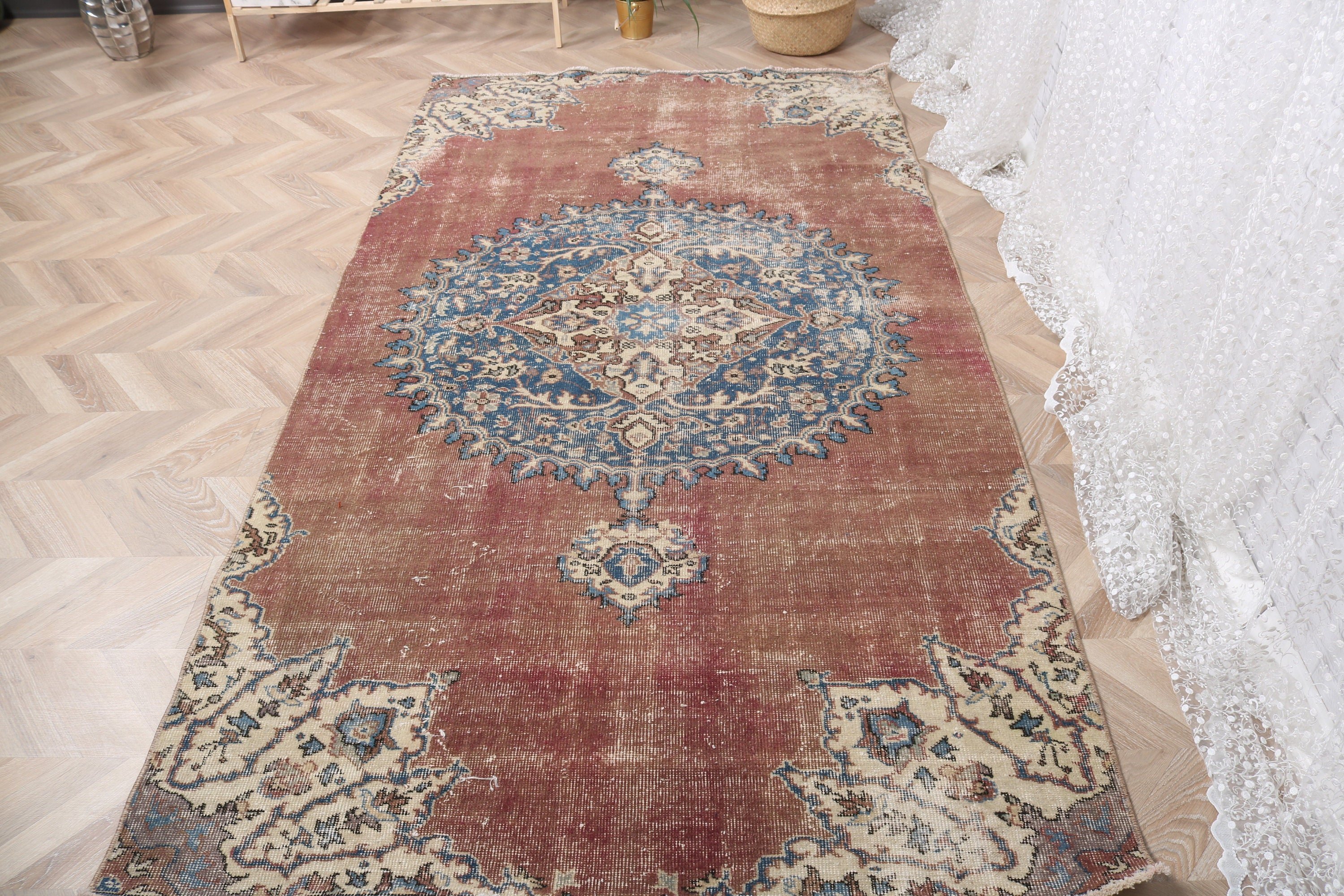 Yatak Odası Halısı, Mor Fas Halısı, Etnik Halı, Türk Halıları, Nötr Halılar, 4,3x8,2 ft Alan Halıları, Lüks Halı, Yer Halısı, Vintage Halılar