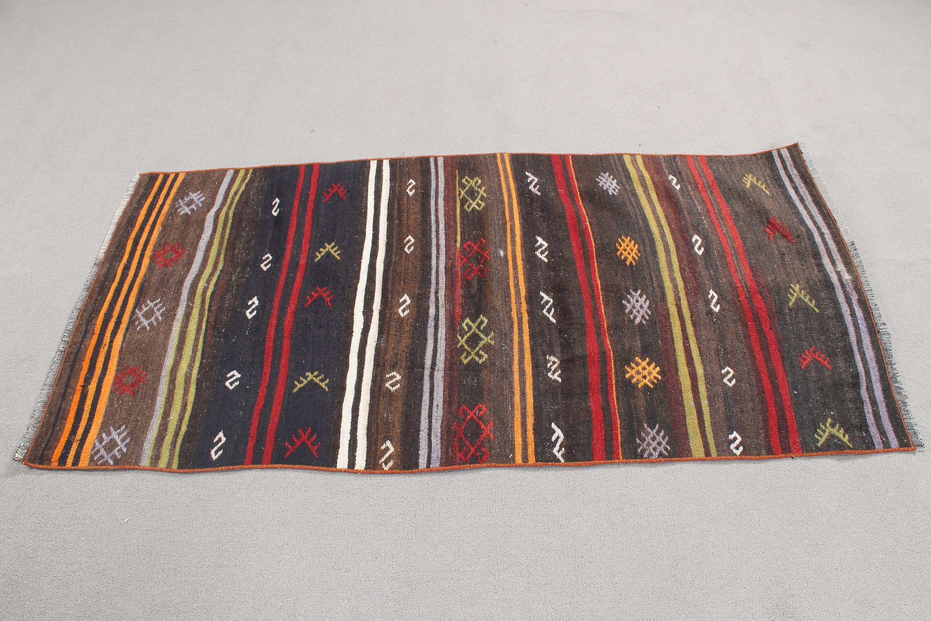 2.6x5.2 ft Küçük Halılar, Vintage Halılar, Küçük Alan Halıları, Siyah Geometrik Halı, Kilim, Hindi Halısı, Türk Halıları, Ev Dekorasyonu Halıları, Boho Halıları