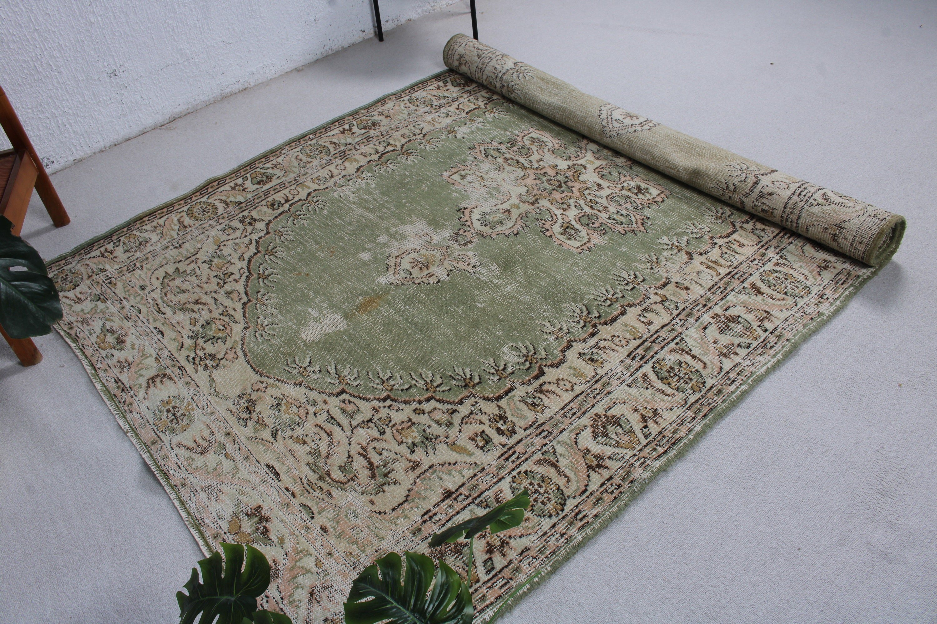 Büyük Oushak Halı, Büyük Oushak için Halılar, Yatak Odası Halısı, Vintage Halılar, Oushak Halıları, Türk Halıları, Kahverengi 5.6x8.7 ft Büyük Halılar