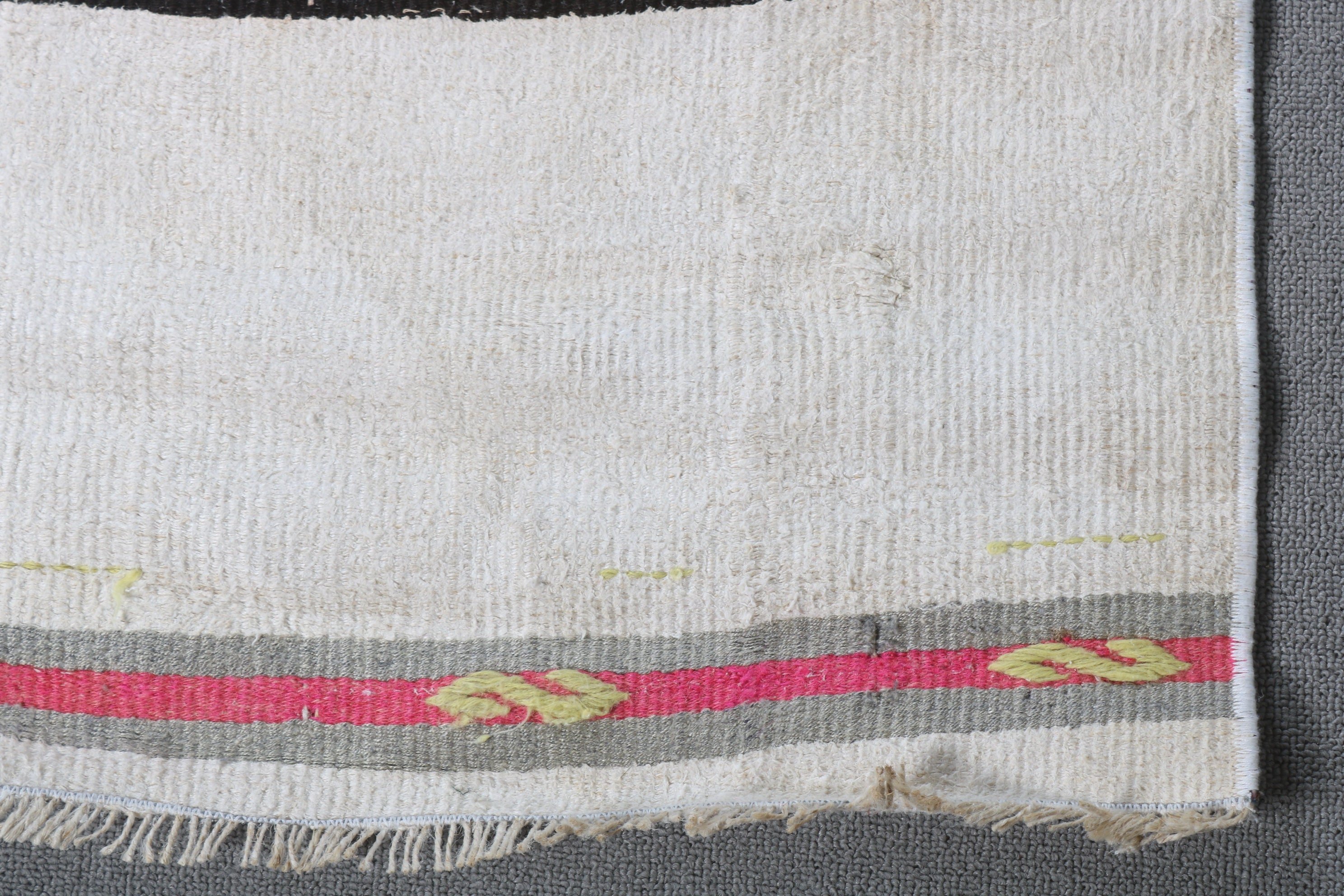Antique Rug, Turkish Rug, Rugs for Corridor, Kilim, White Oriental Rugs, Vintage Rug, Anatolian Rugs, Kitchen Rugs, 1.8x7.5 ft Runner Rug